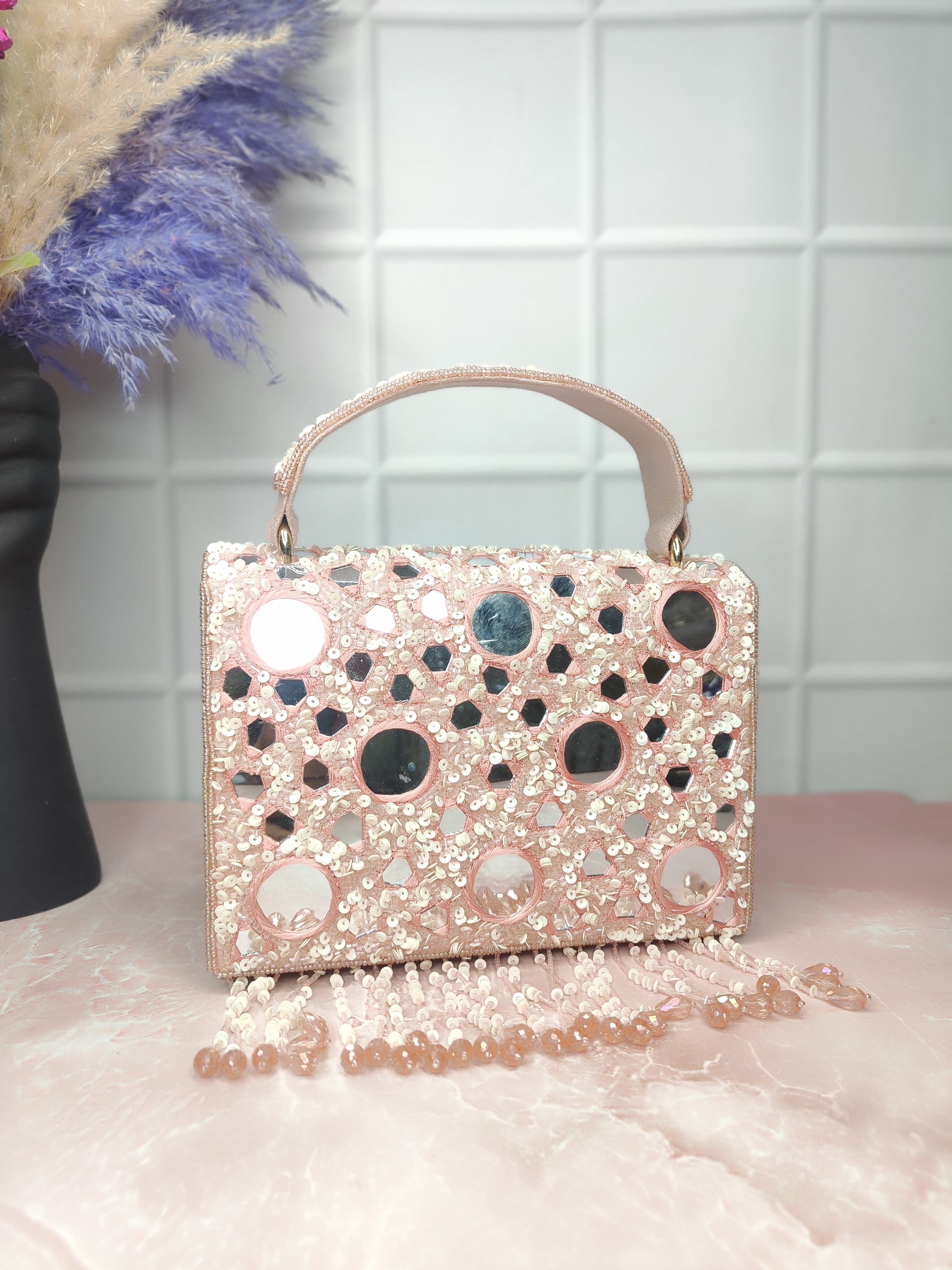 Peach mirror mdf flap bag