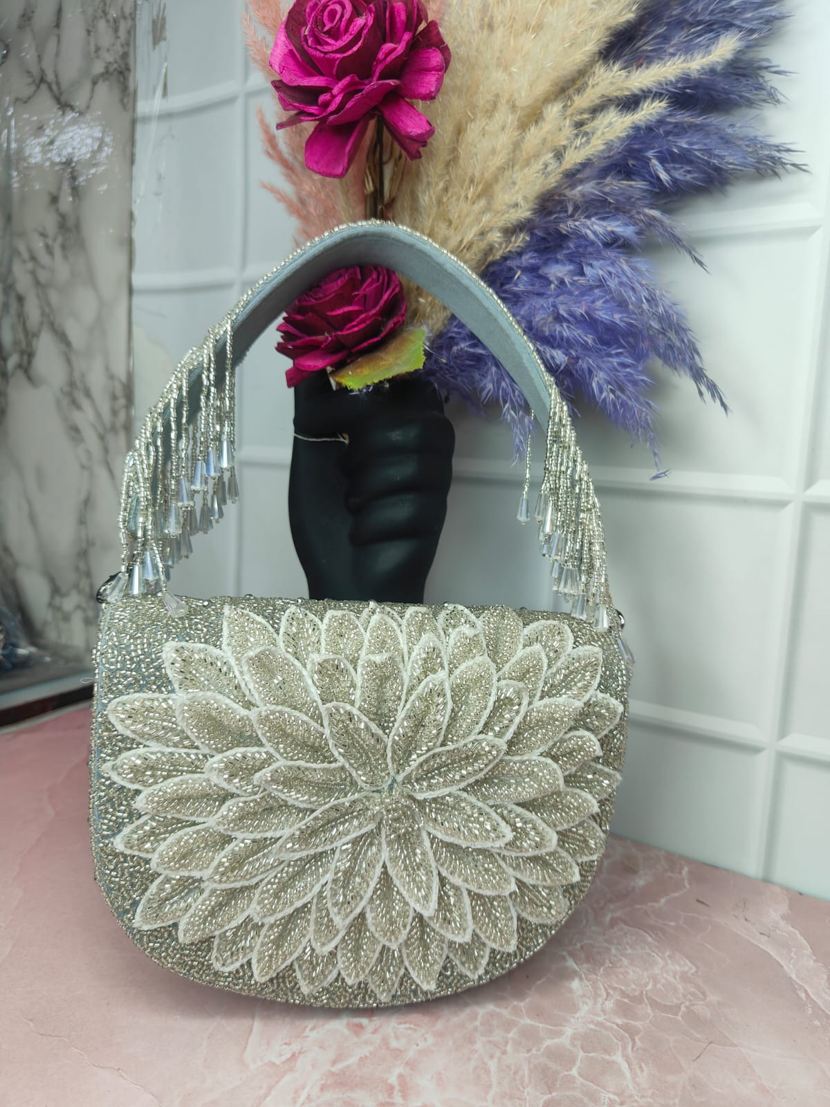 Silver leaf flower bag