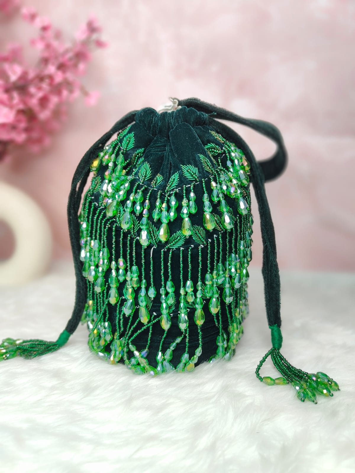 Green Crystal potli bag