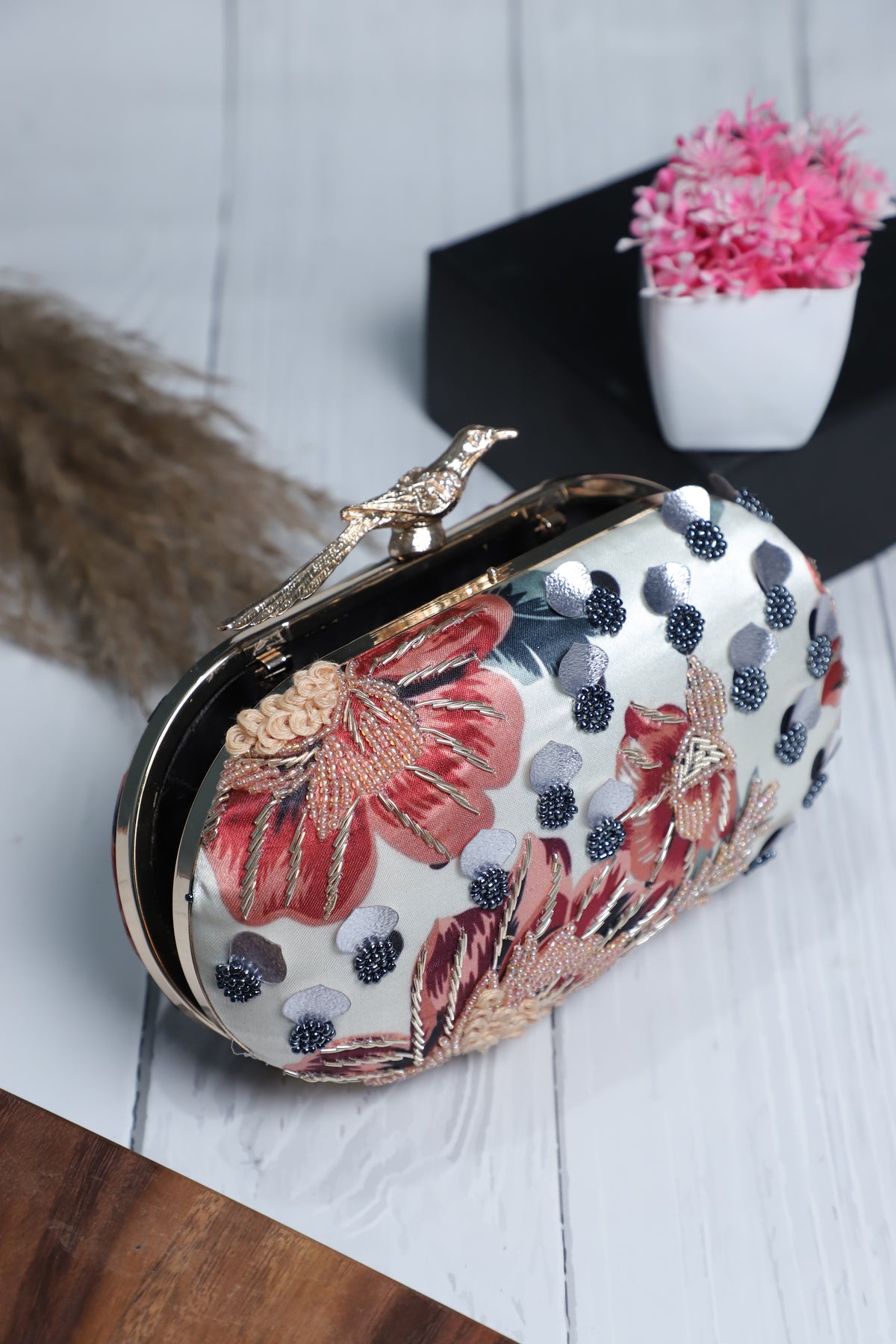 VRPS Printed Embroidered Clutch | Handcrafted Ethnic Bag | SWIS-241 | Additional Angle