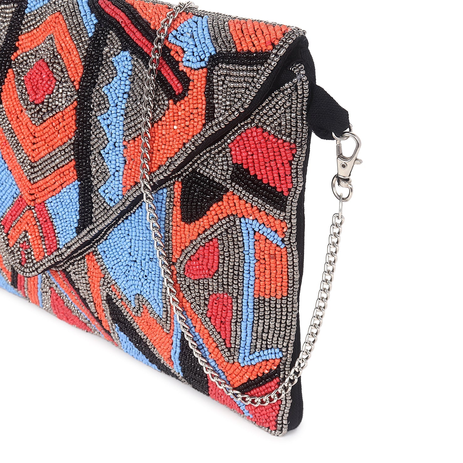 Beaded flap clutch bag
