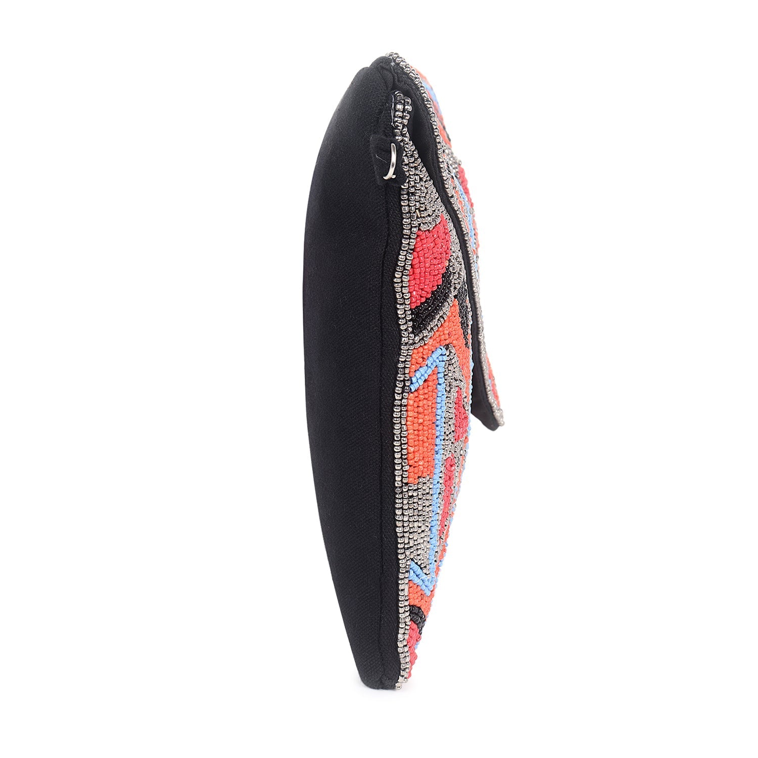 Beaded flap clutch bag