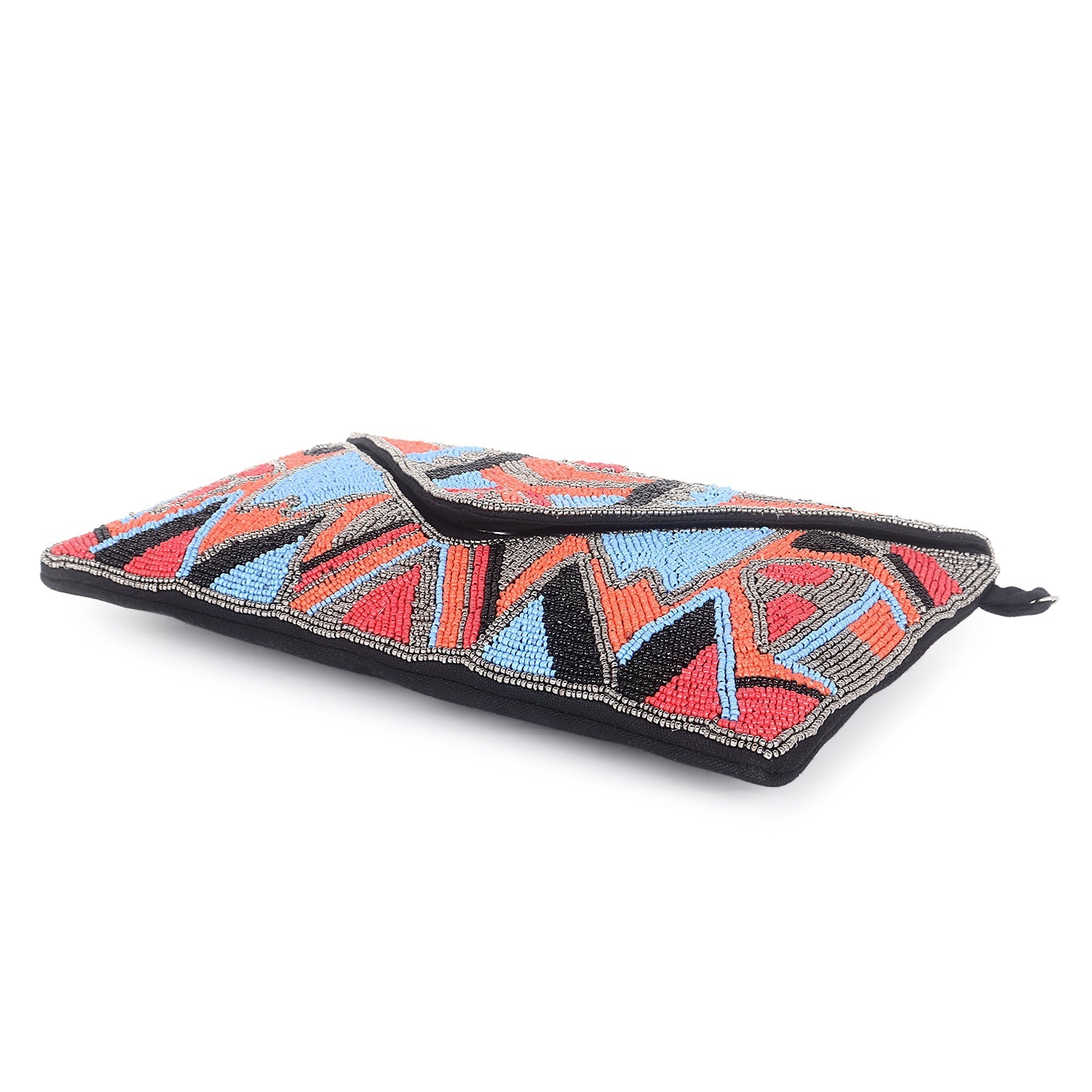 Beaded flap clutch bag