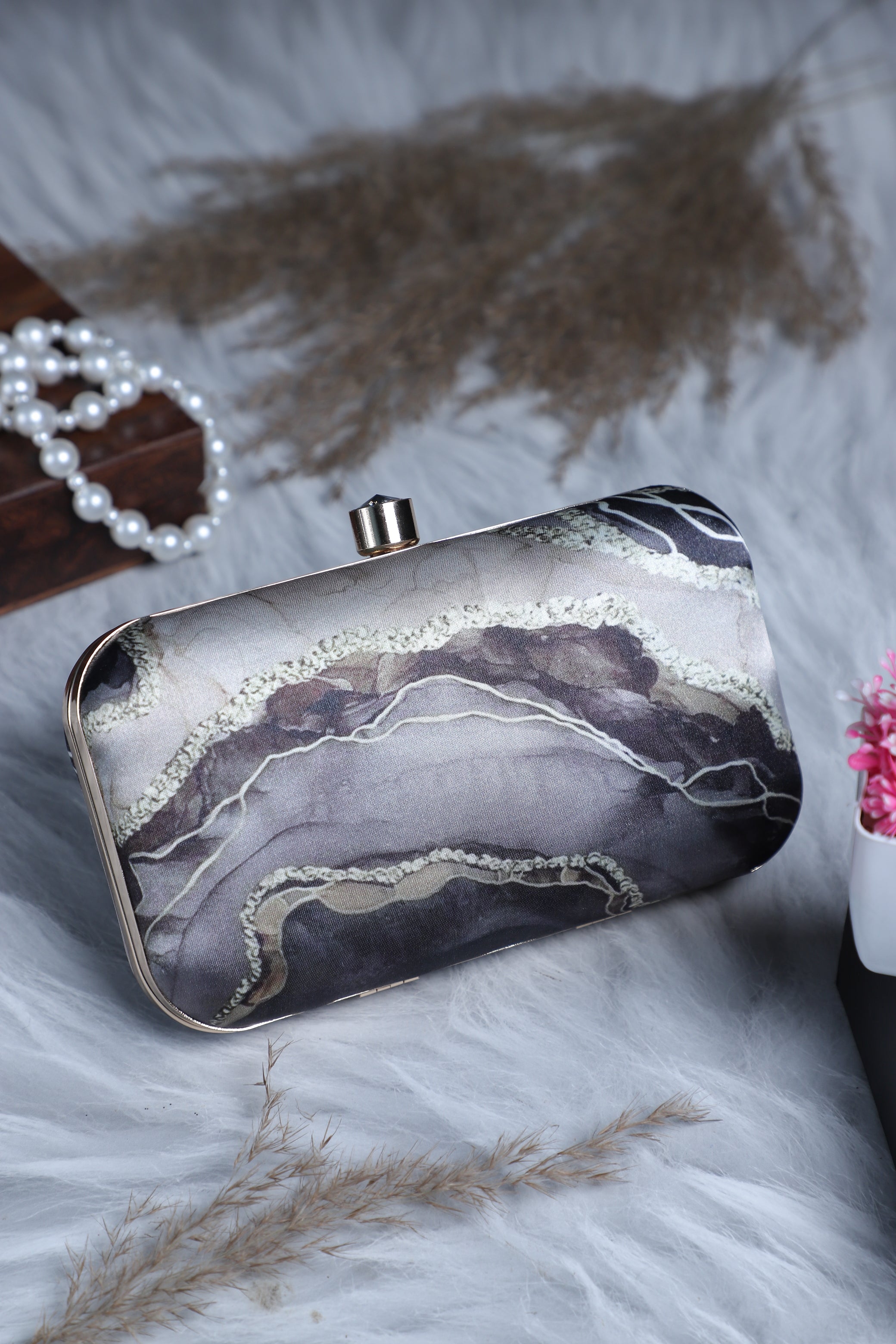 Abstract digital print clutch