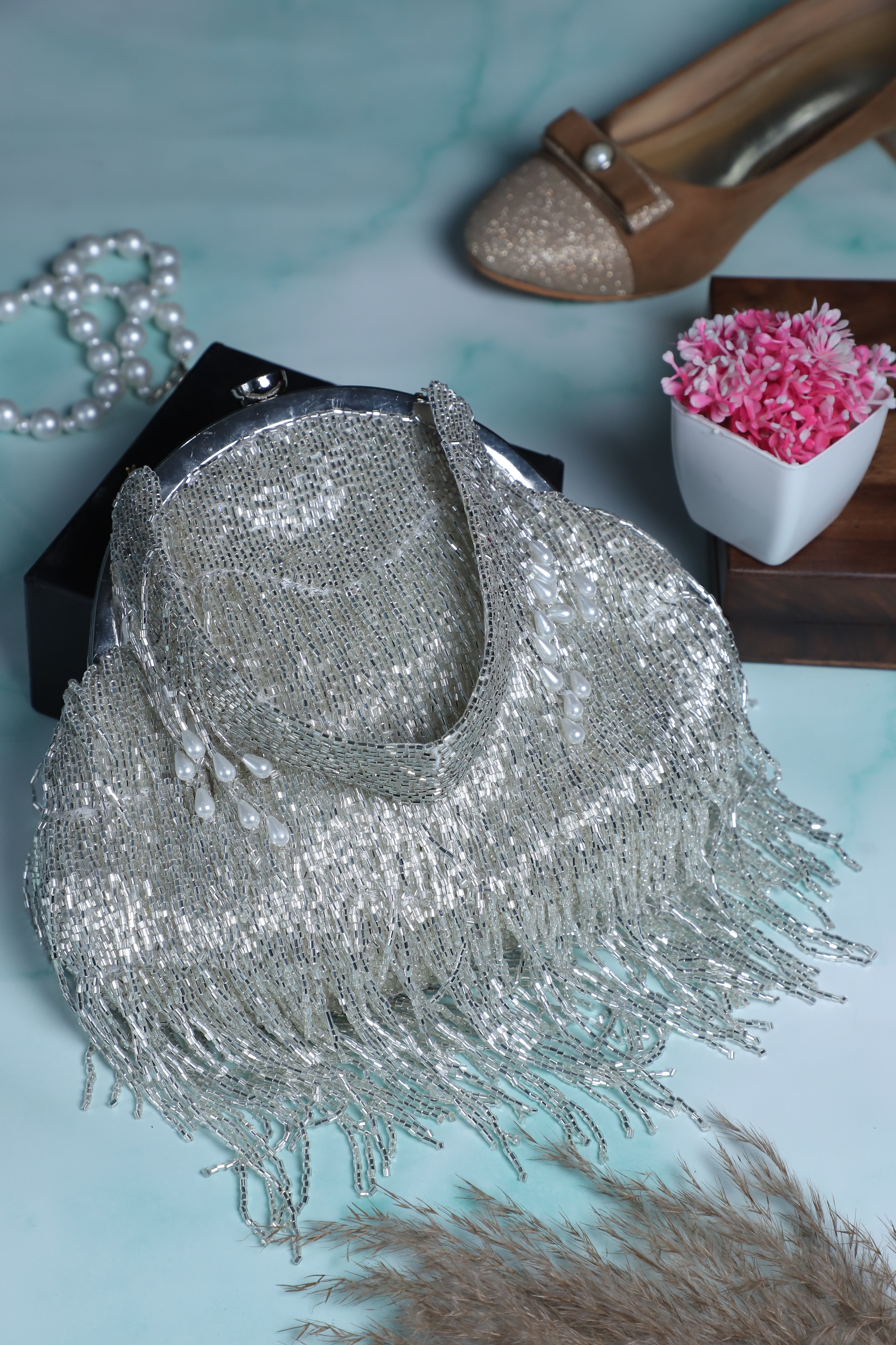 Silver Katdana Work Batua Bag
