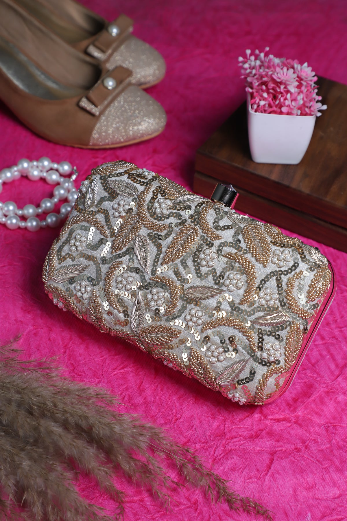 VRPS Printed Embroidered Clutch | Handcrafted Ethnic Bag | SWIS-3276 | Additional Angle