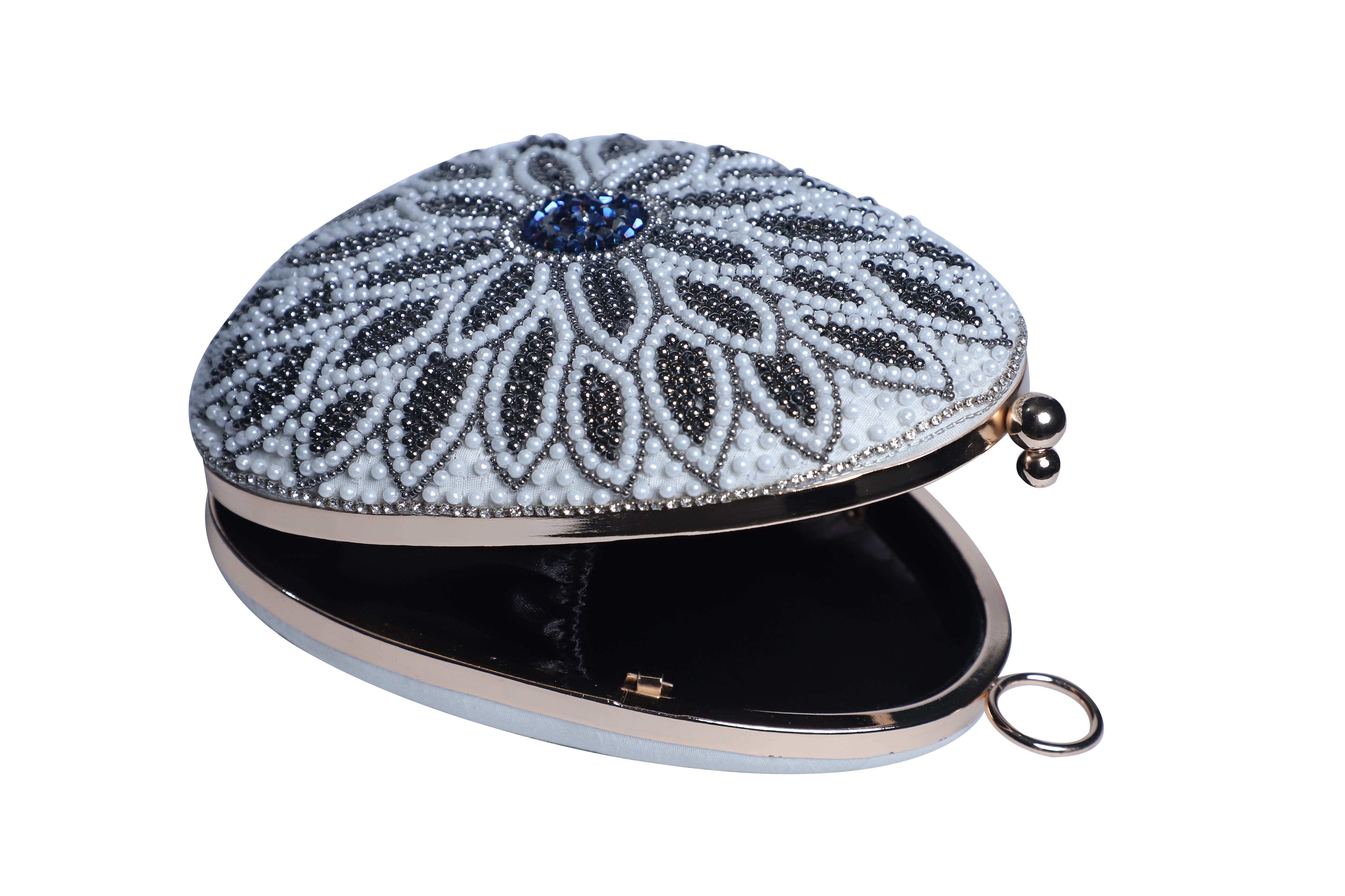 Exclusive embroidered egg shape Designer clutch