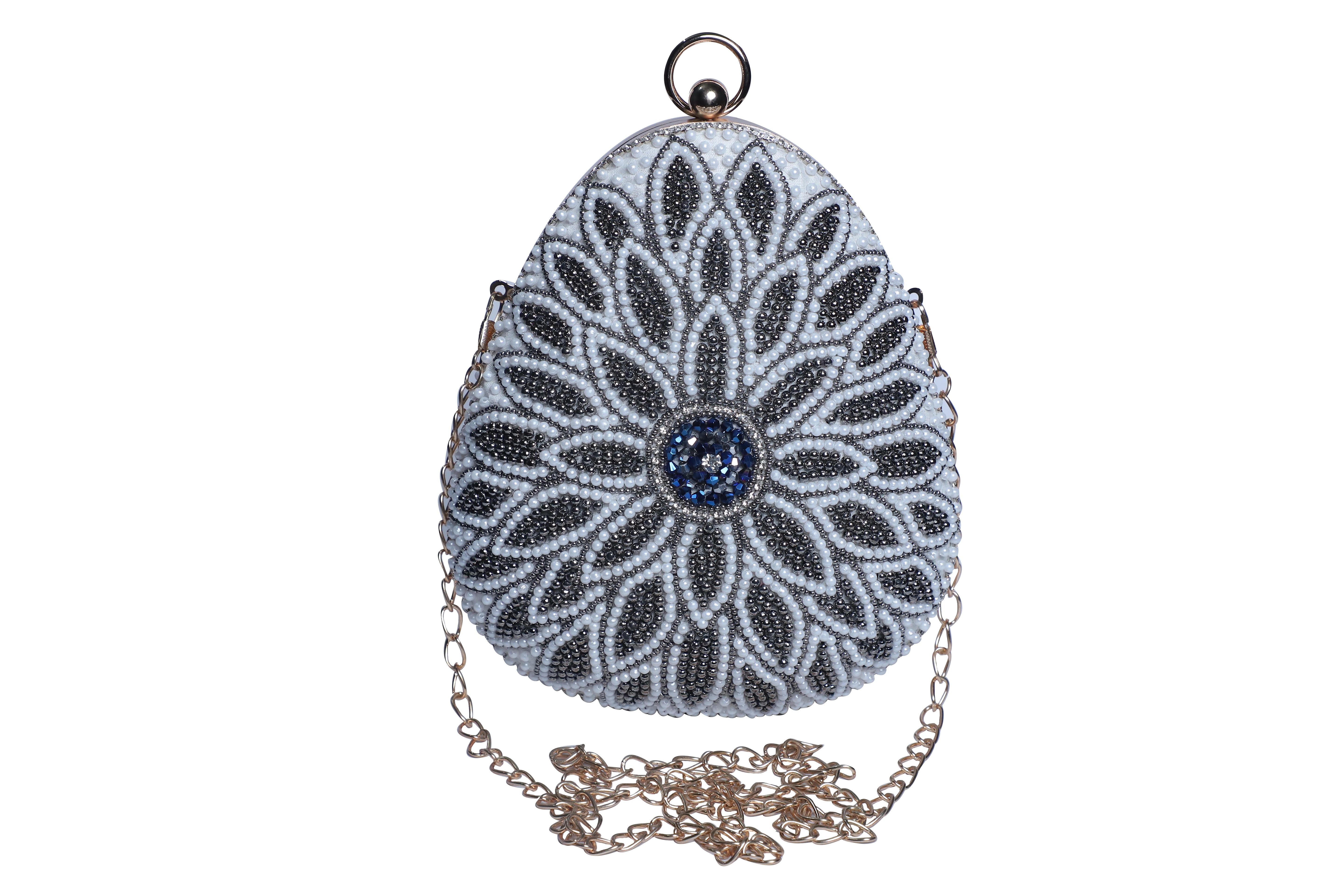 Exclusive embroidered egg shape Designer clutch