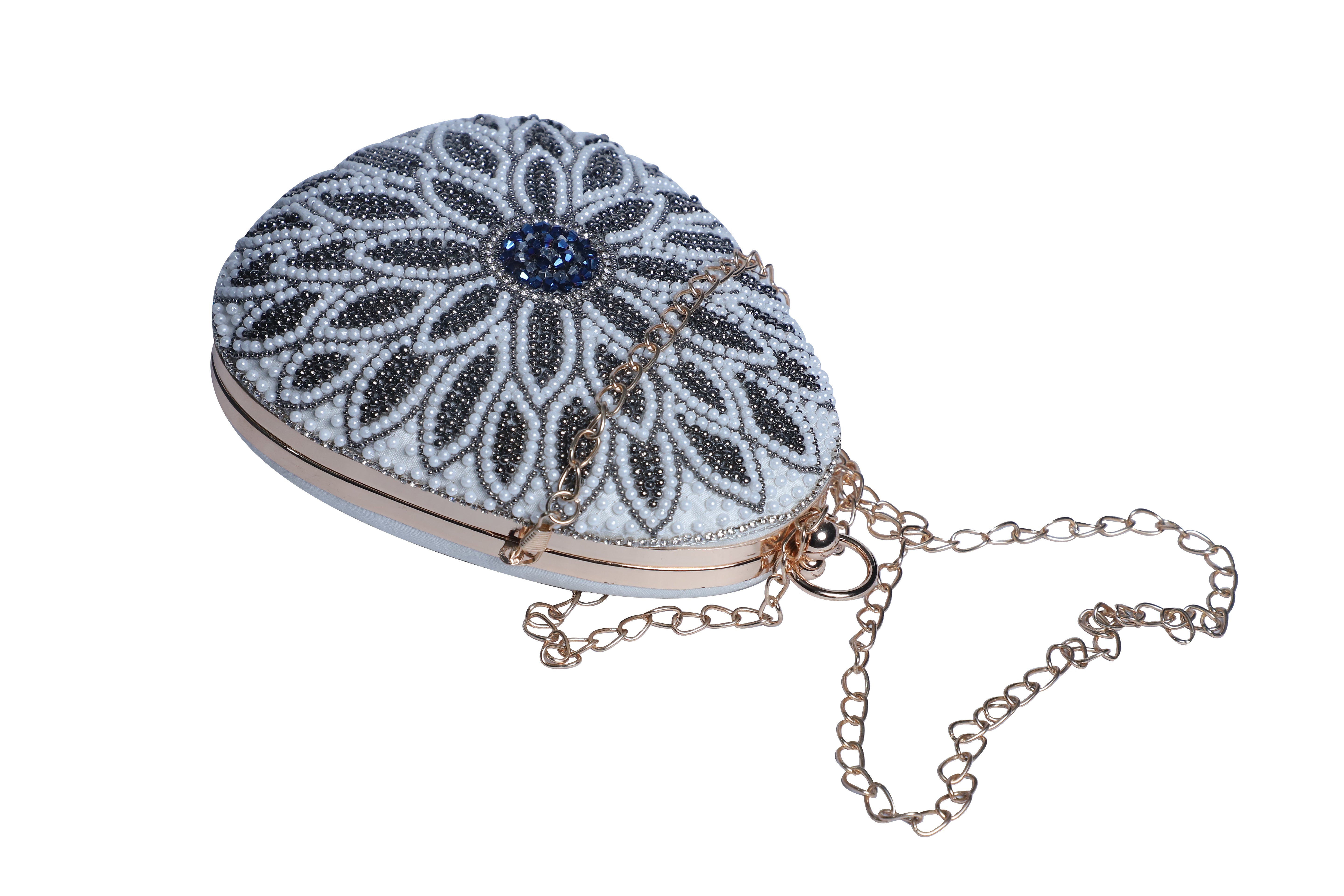Exclusive embroidered egg shape Designer clutch