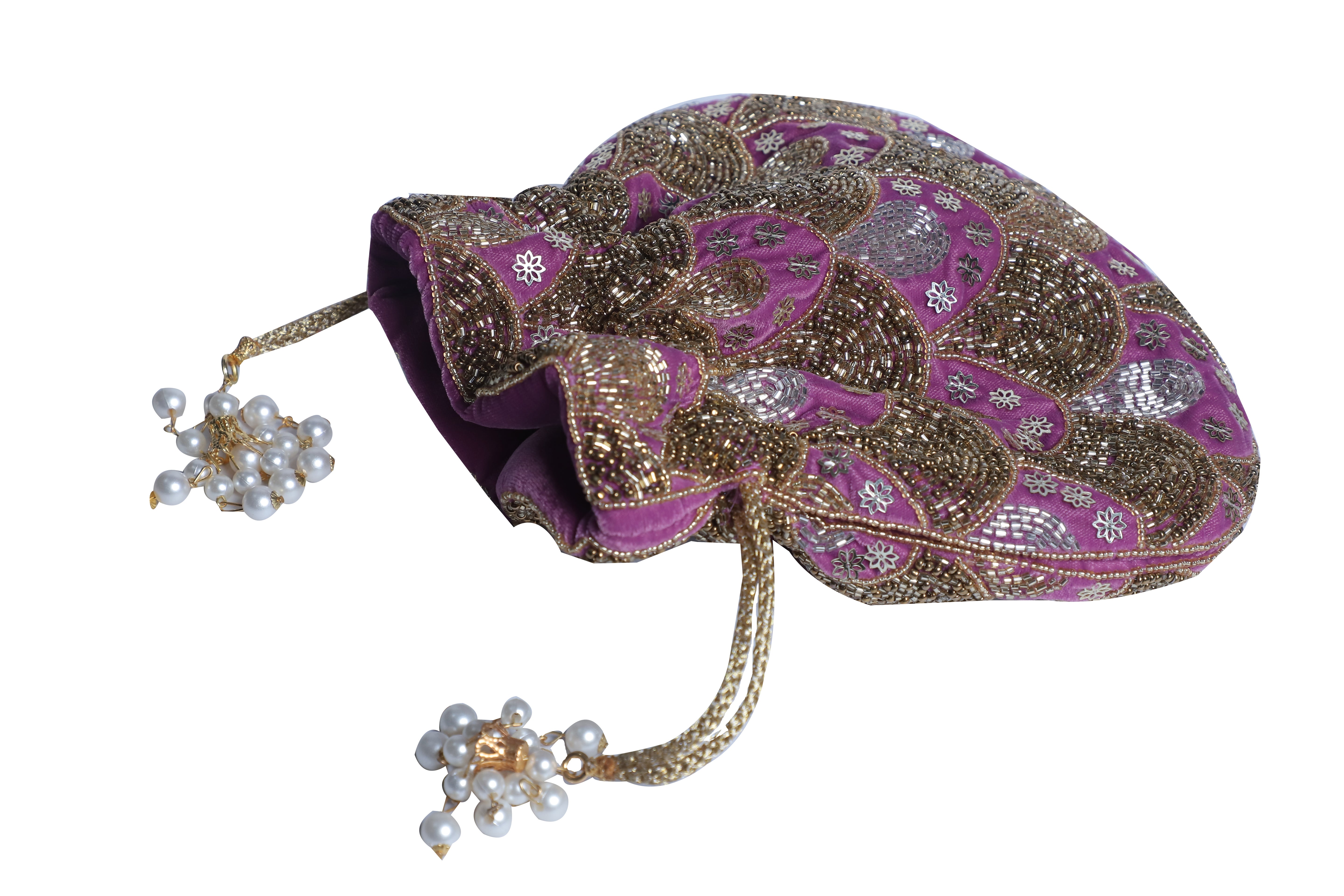Lavender heavy embrodiered potli bag