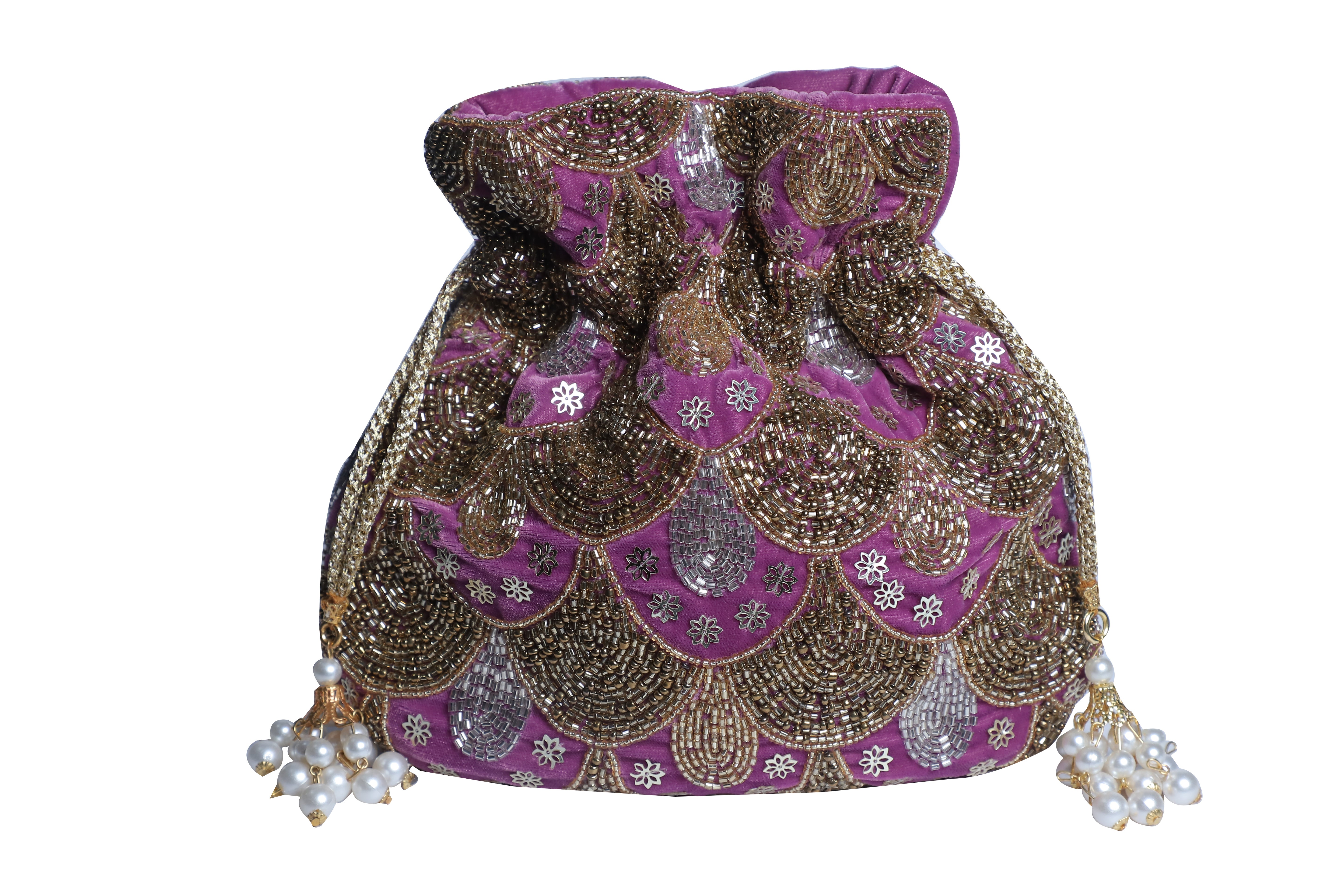 Lavender heavy embrodiered potli bag