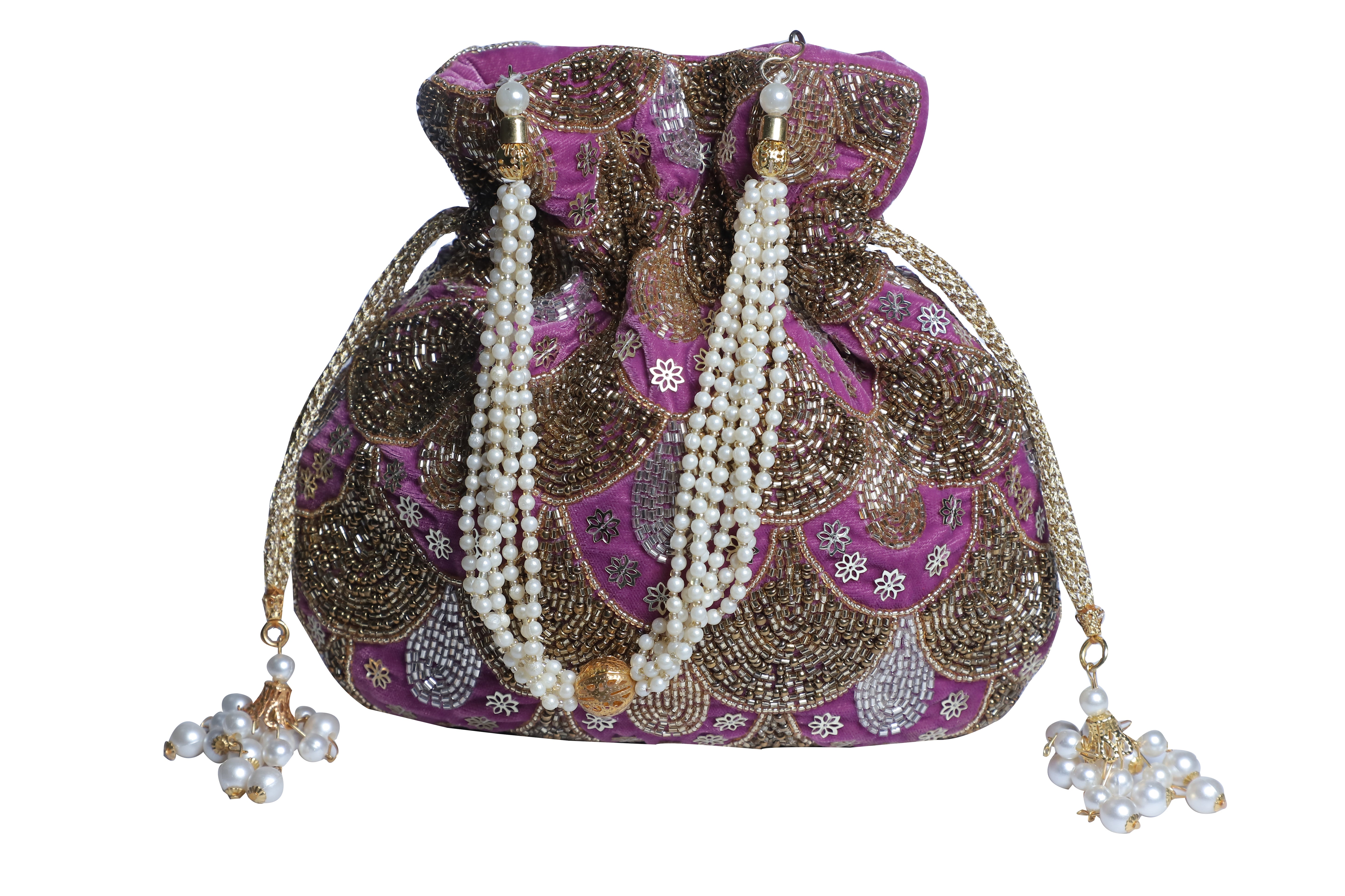 Lavender heavy embrodiered potli bag