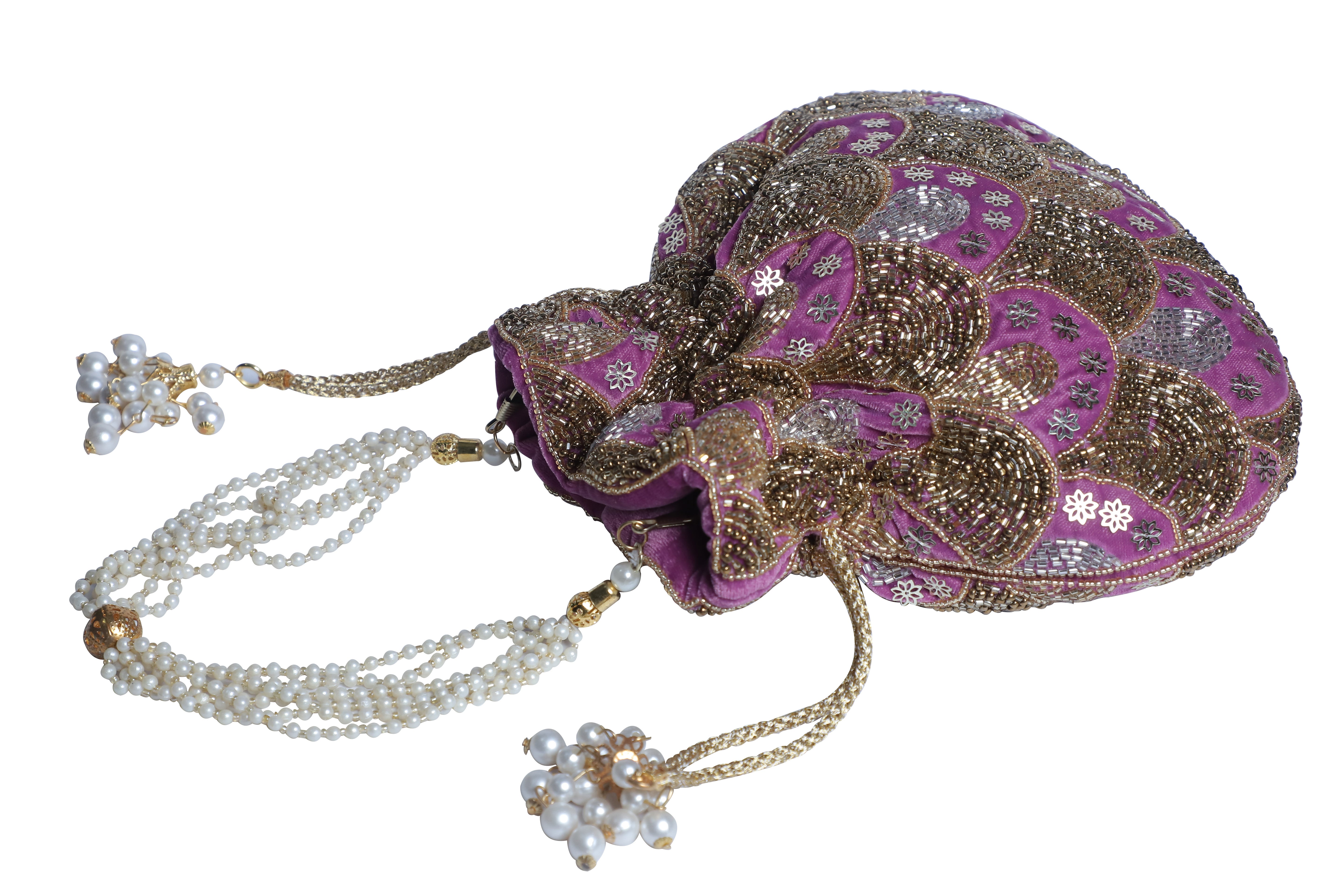 Lavender heavy embrodiered potli bag