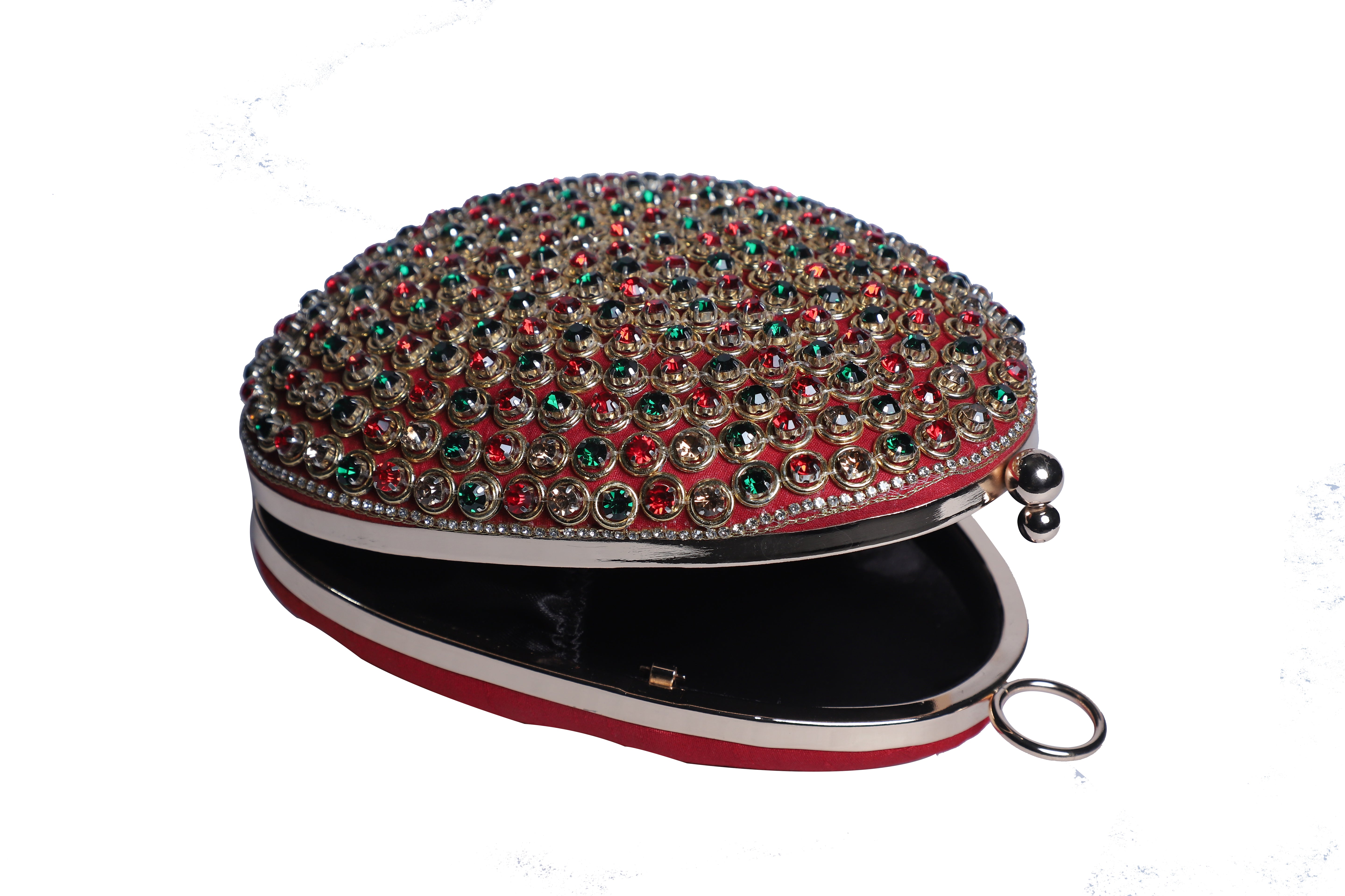Red crystal egg shape designer clutch
