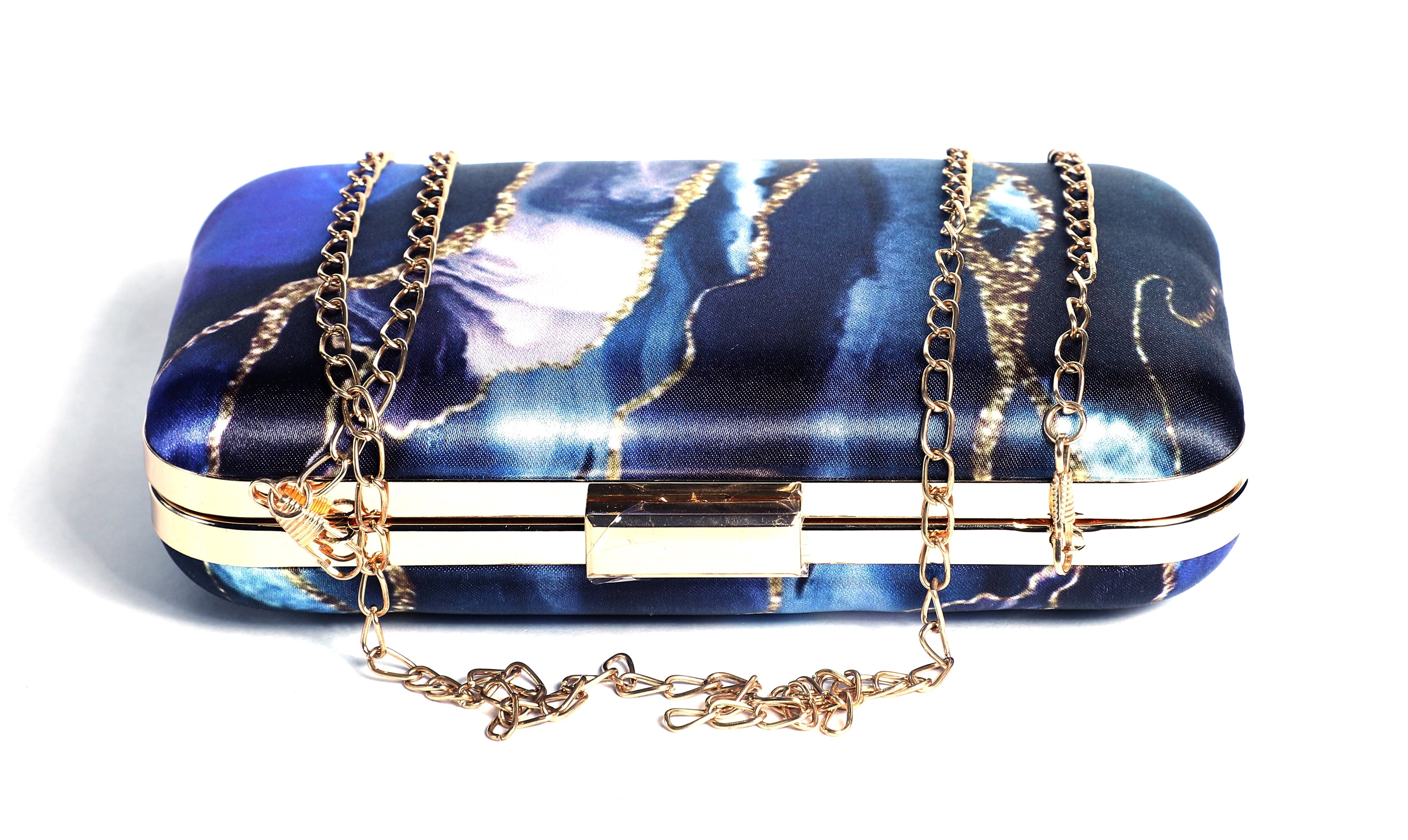 Abstract Printed Blue Clutch for Women & Girls