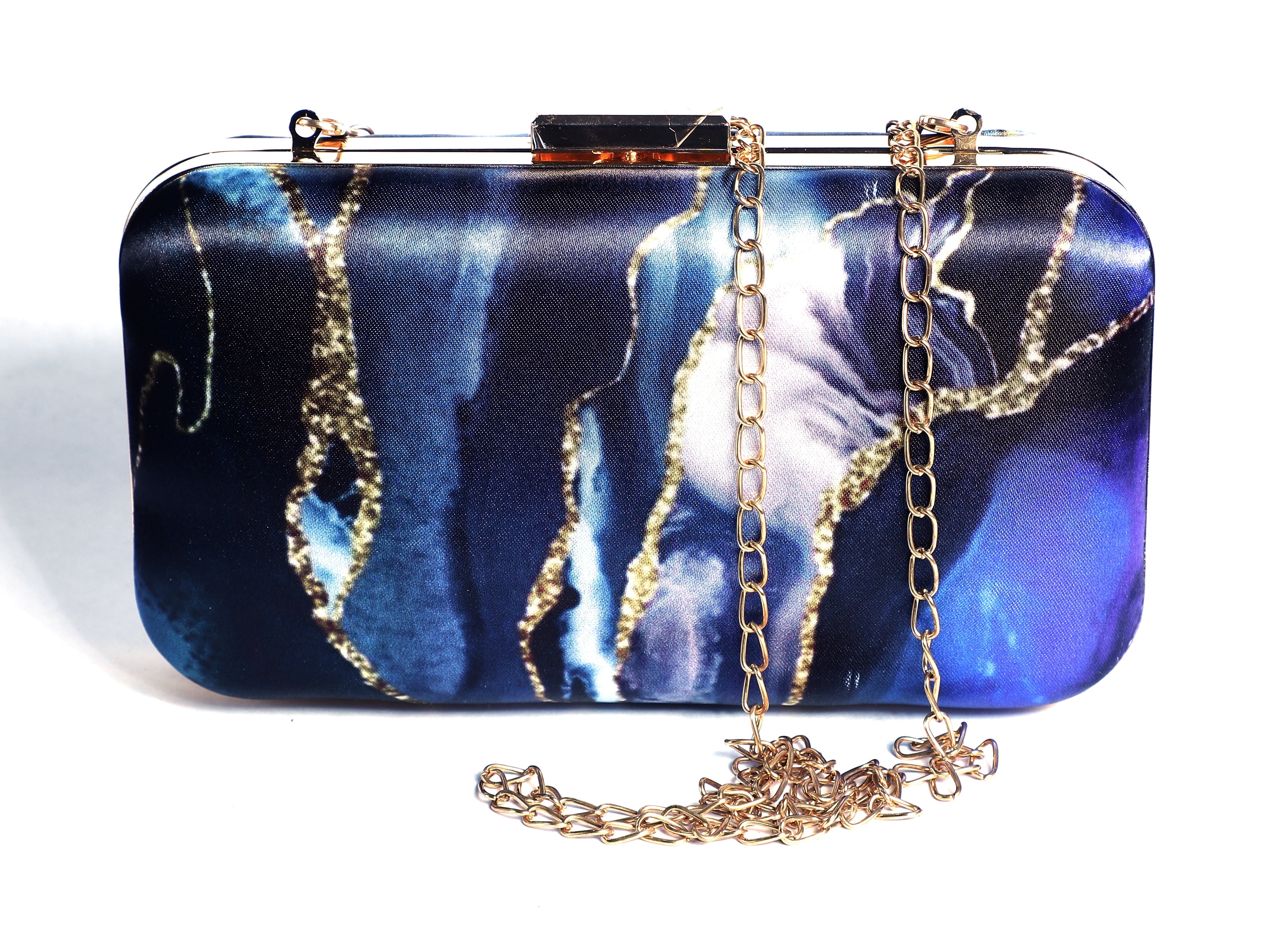 Abstract Printed Blue Clutch for Women & Girls