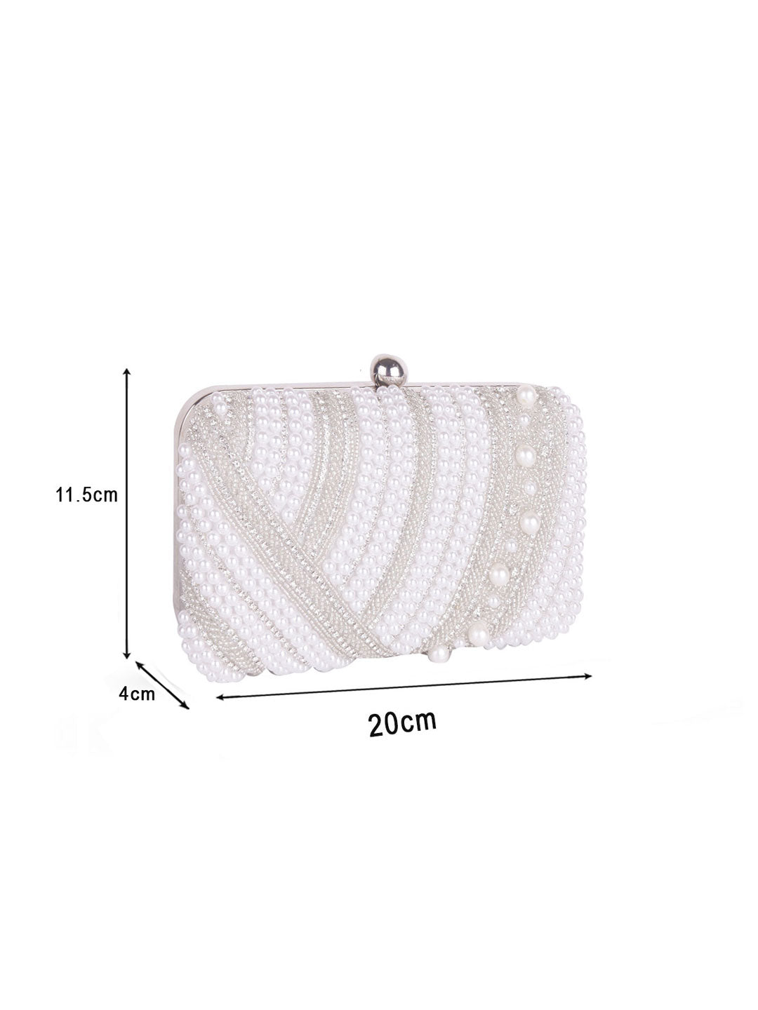 White pearl embroidered clutch bag
