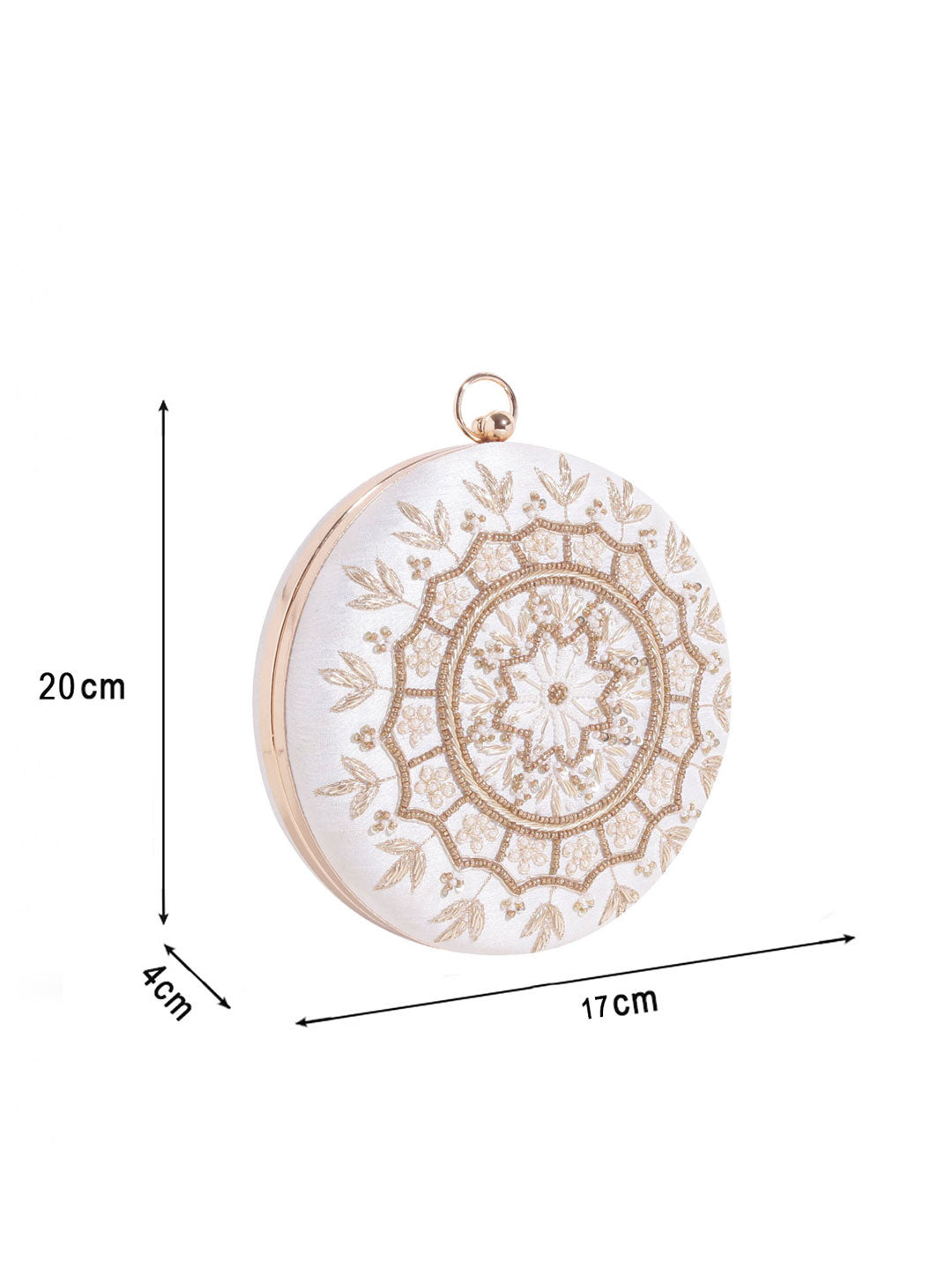 Swisni white round mandala clutch bag
