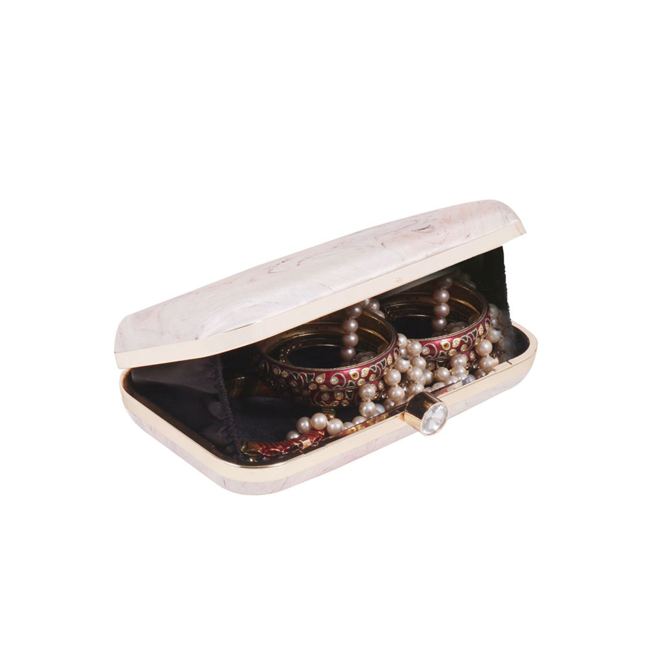 Swisni abstract nude shade printed clutch