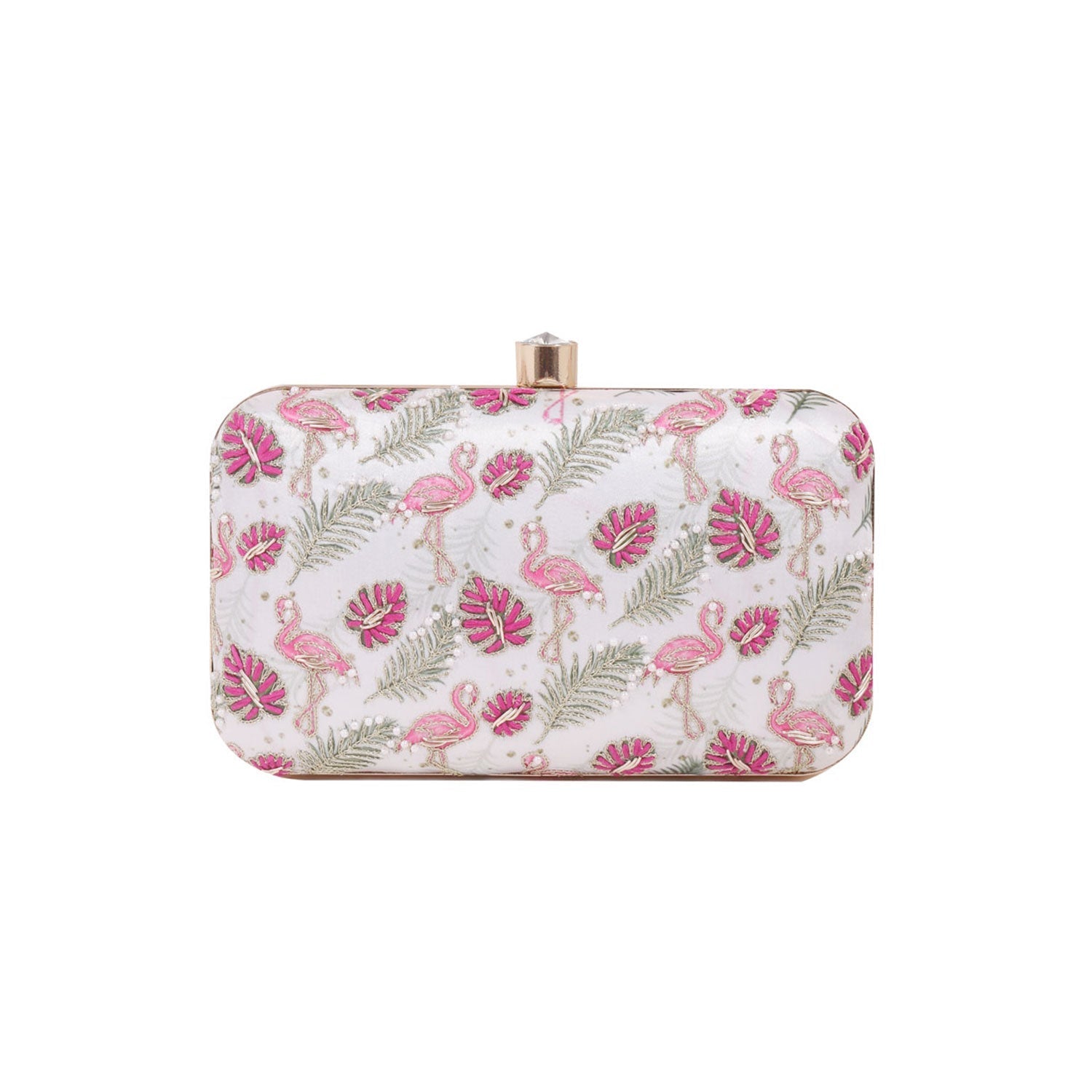 Swan Design Printed Embroidery Clutch Bag For Women & Girls