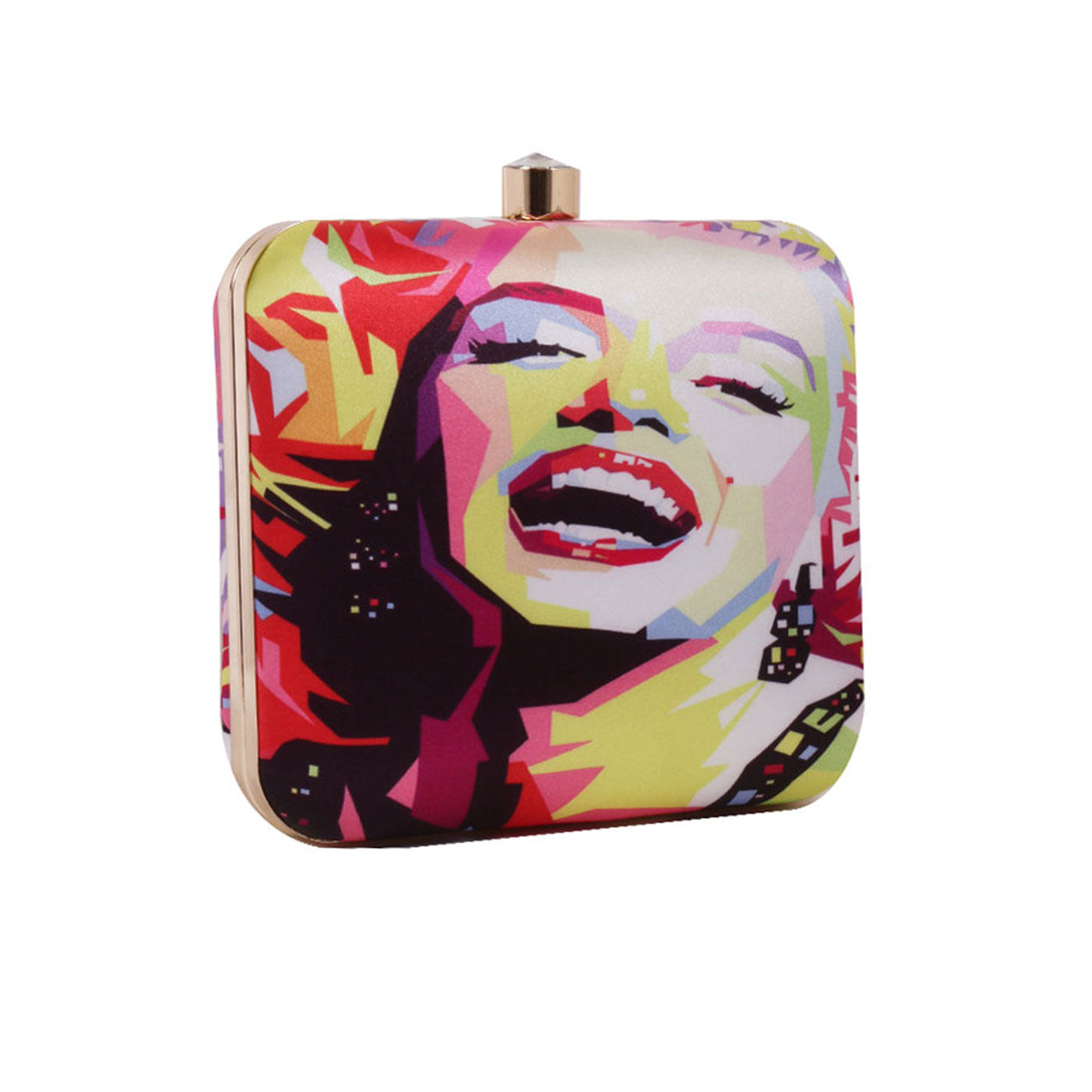 Swisni laughing girl digital printed clutch