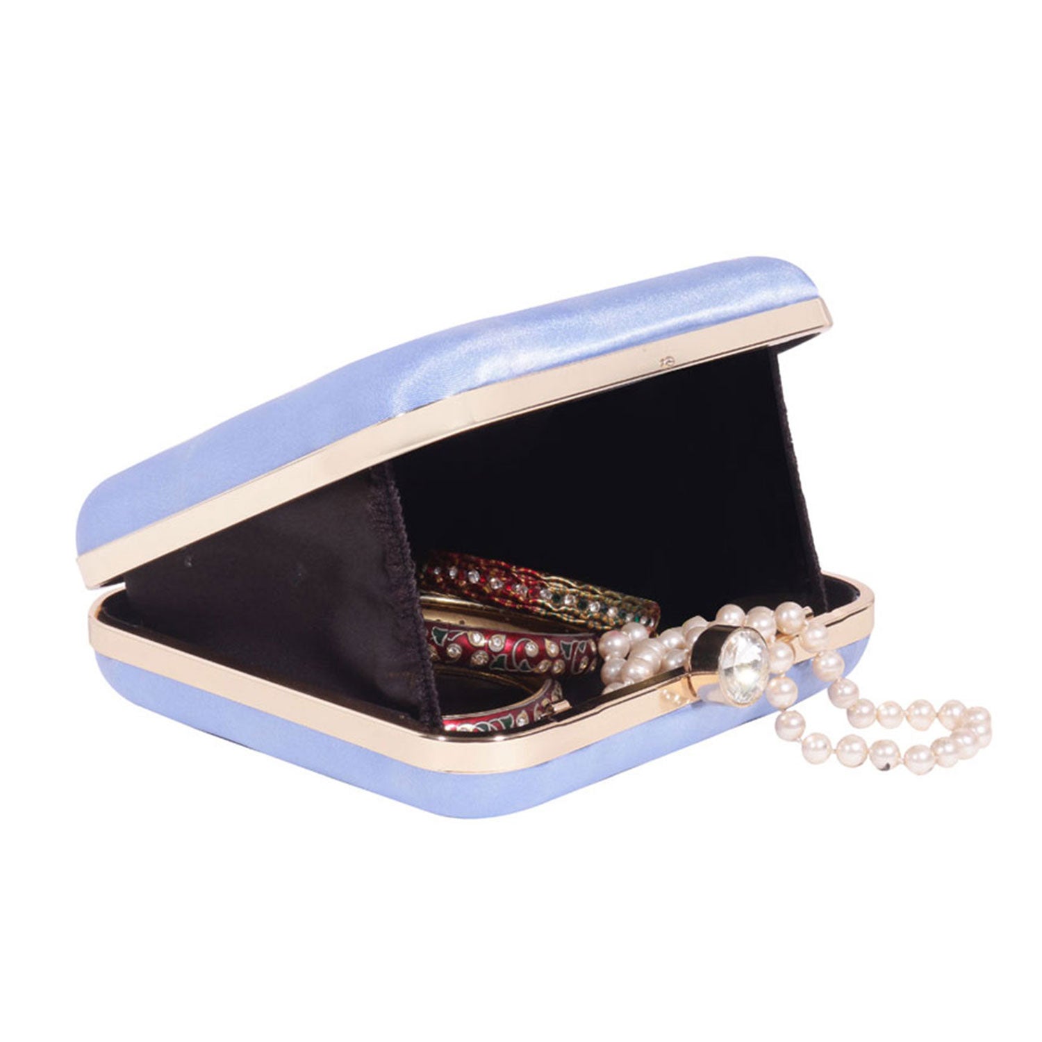 Flower printed sqaure satin clutch