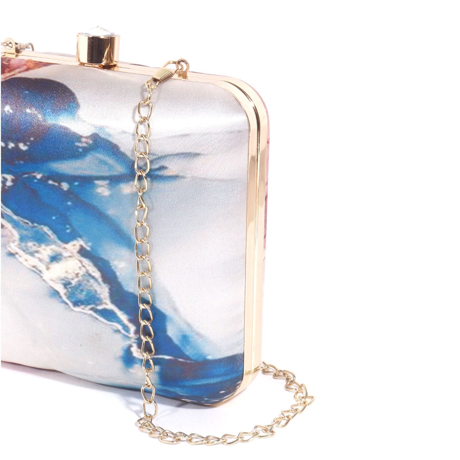 Abstract Satin Print Square Box Clutch for Women & Girls