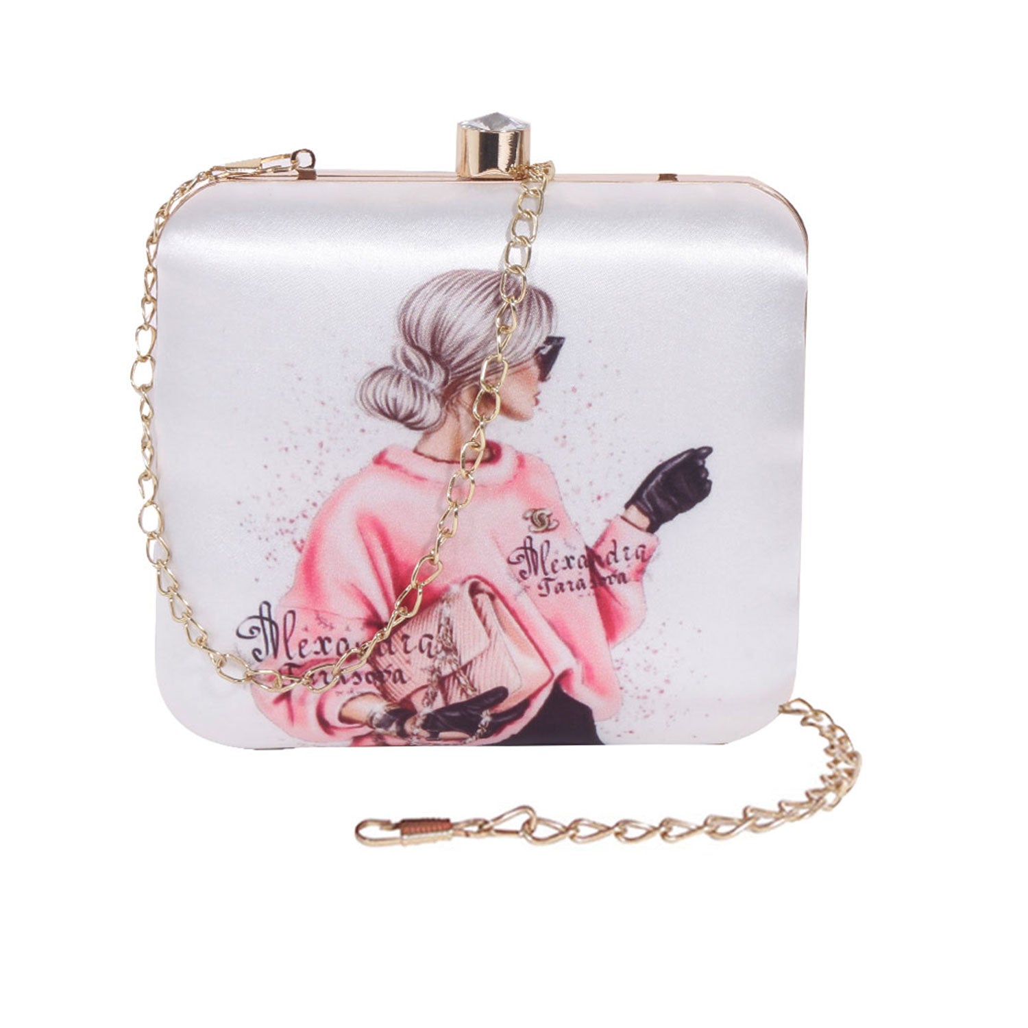 Stylish Printed Box Casual Clutch Bag For Women & Girls