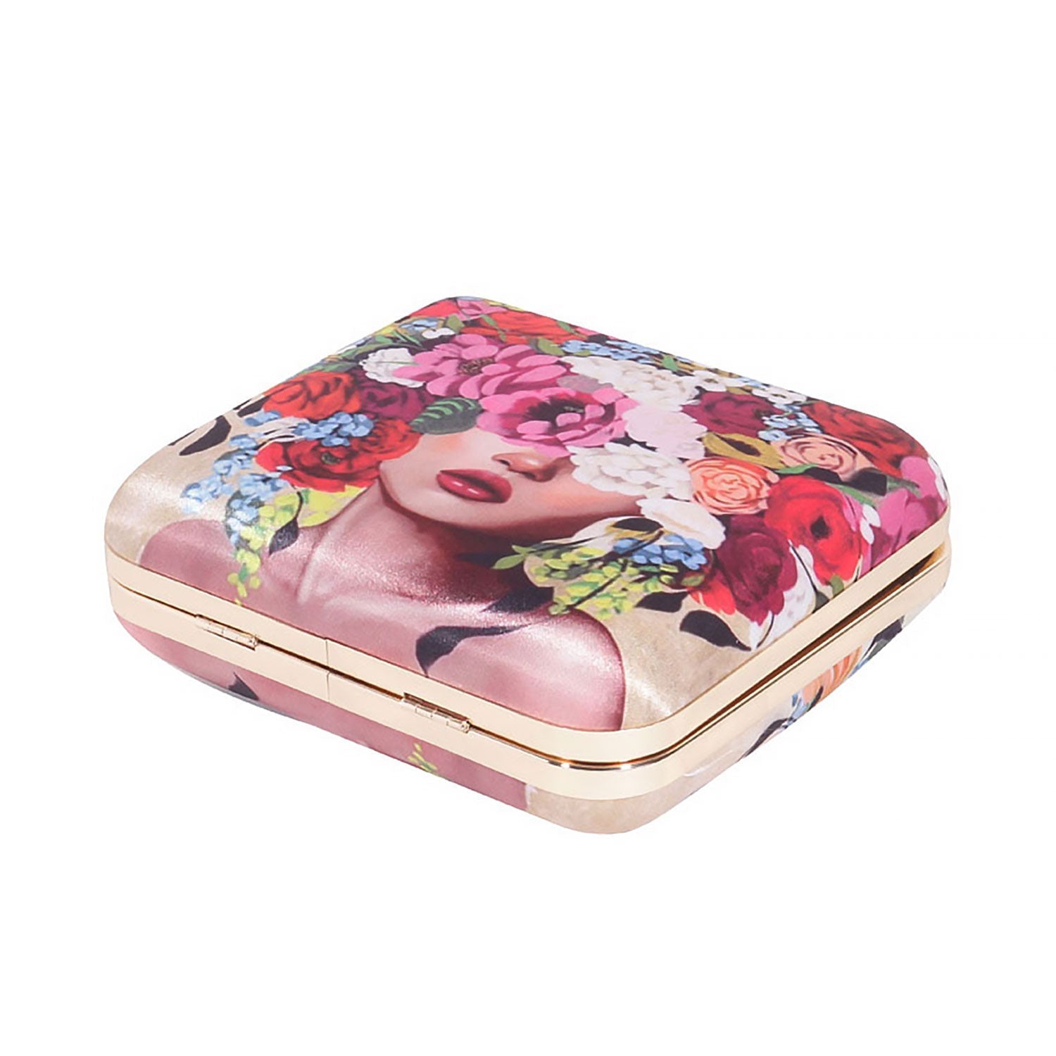 Head Of Flower Digital Print Box Clutch For Girls for Women & Girls