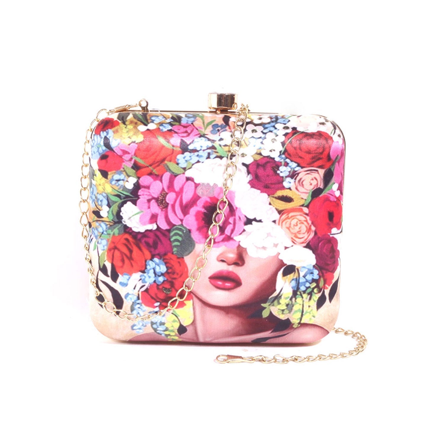 Head Of Flower Digital Print Box Clutch For Girls for Women & Girls