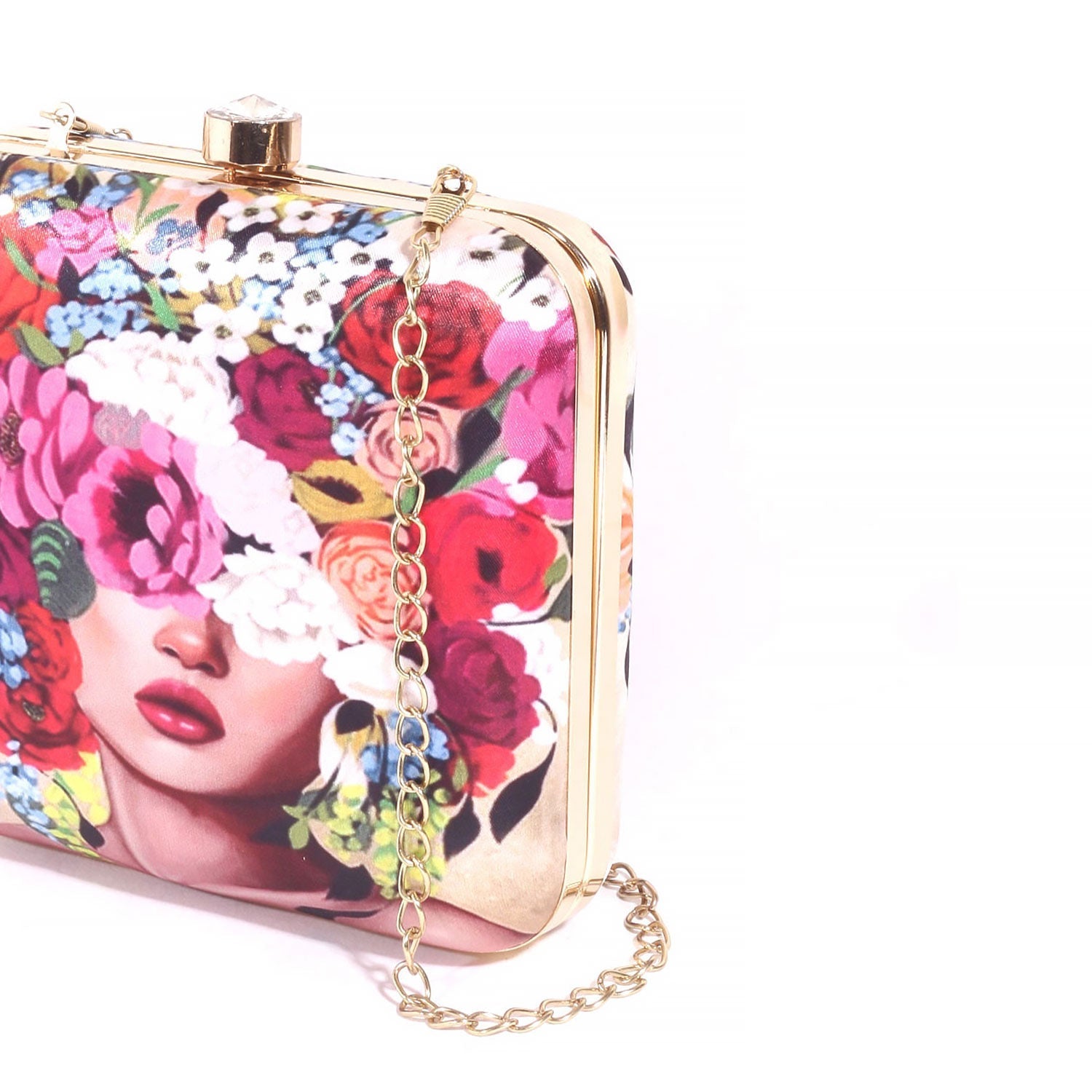 Head Of Flower Digital Print Box Clutch For Girls for Women & Girls