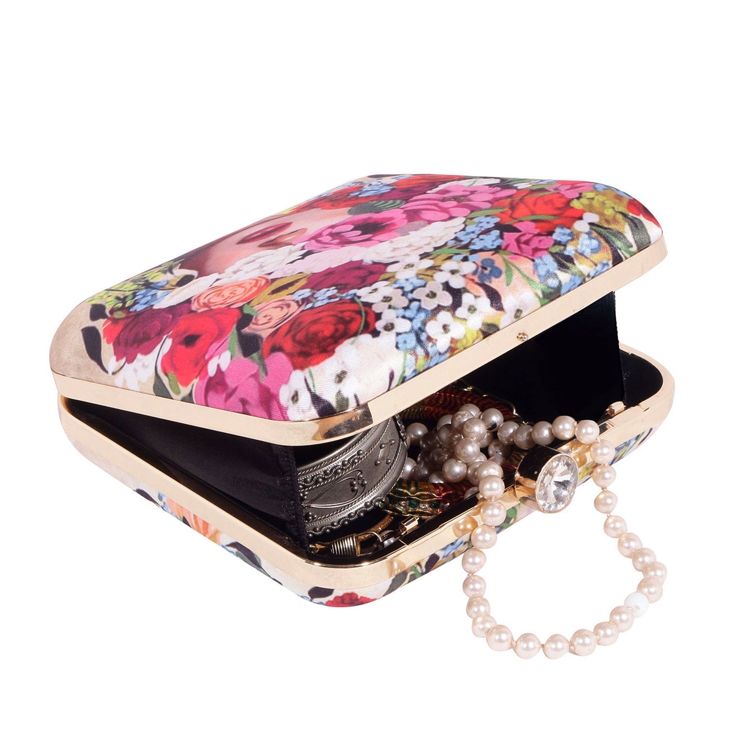Head Of Flower Digital Print Box Clutch For Girls for Women & Girls