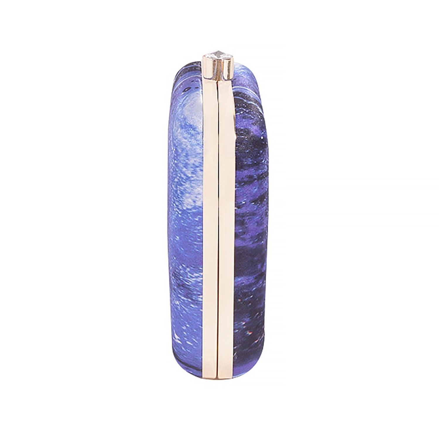 Acrylic Abstract Blue Square Box Clutch for Women & Girls