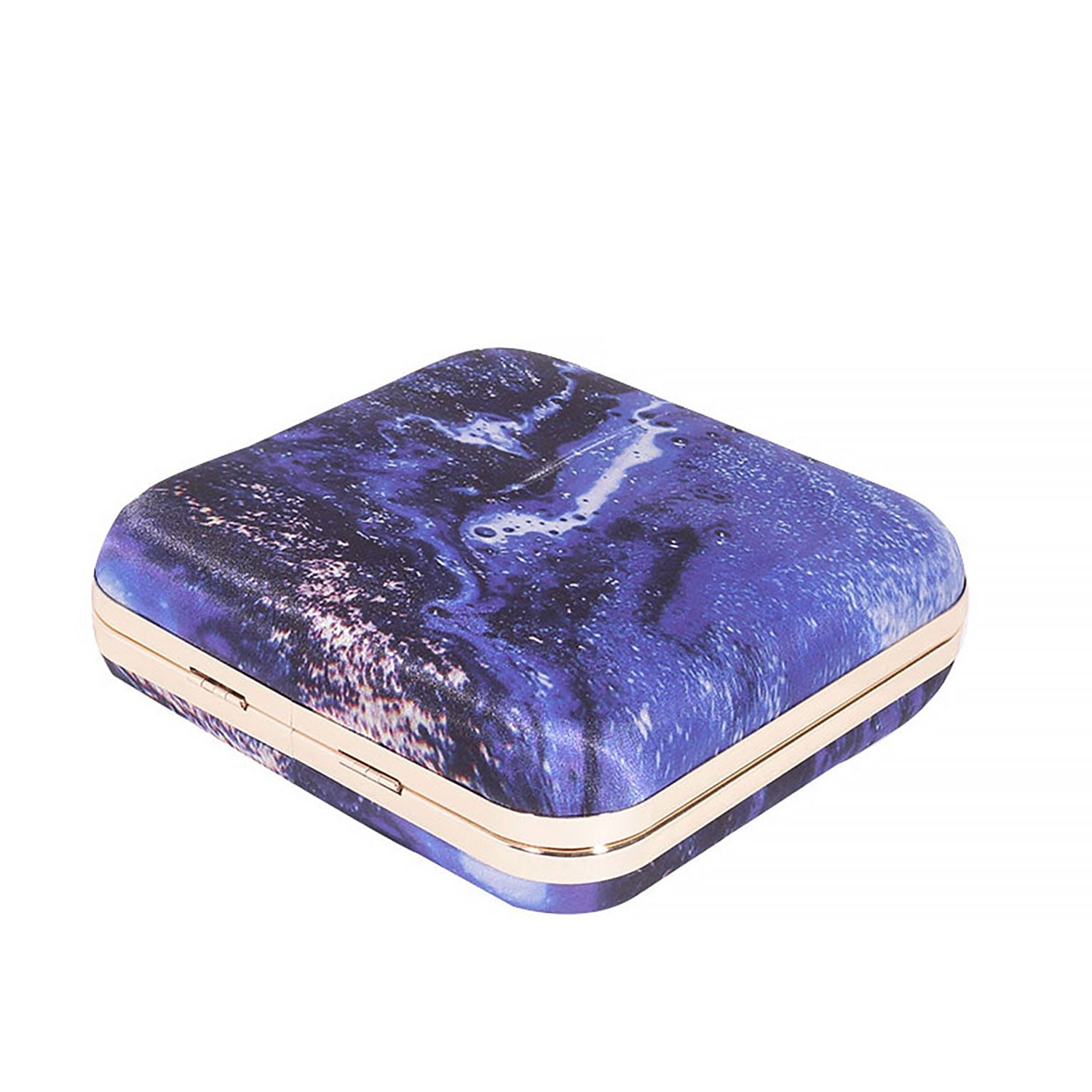 Acrylic Abstract Blue Square Box Clutch for Women & Girls