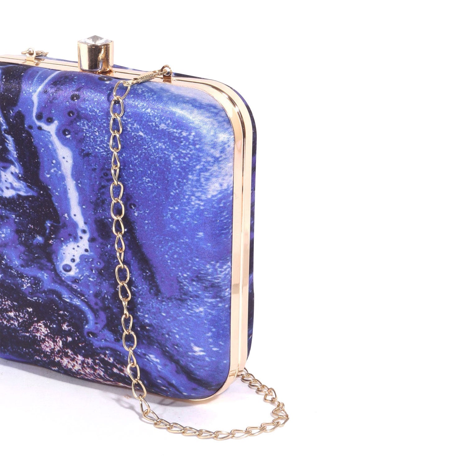 Acrylic Abstract Blue Square Box Clutch for Women & Girls