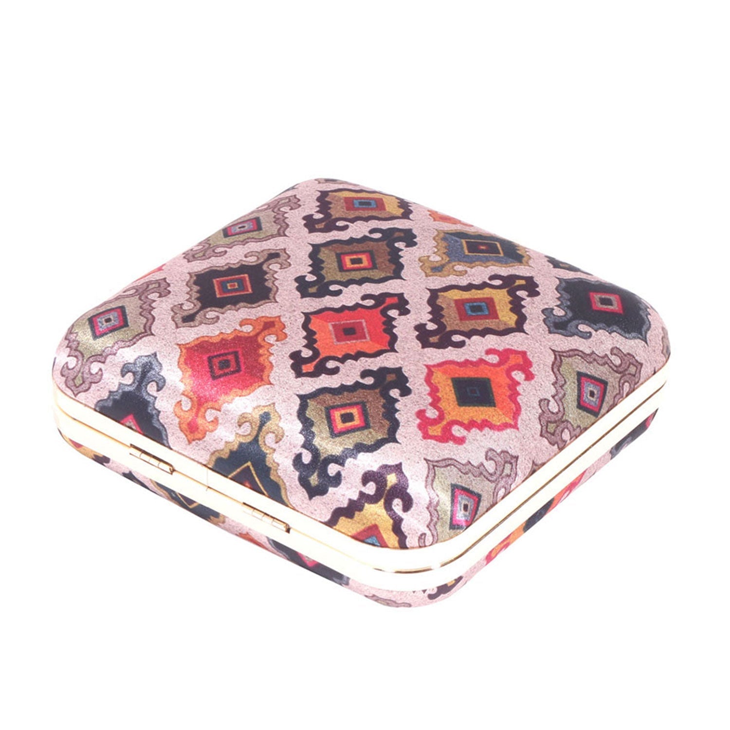 Tropical Satin Digital Print Sqaure Box Clutch for Women & Girls