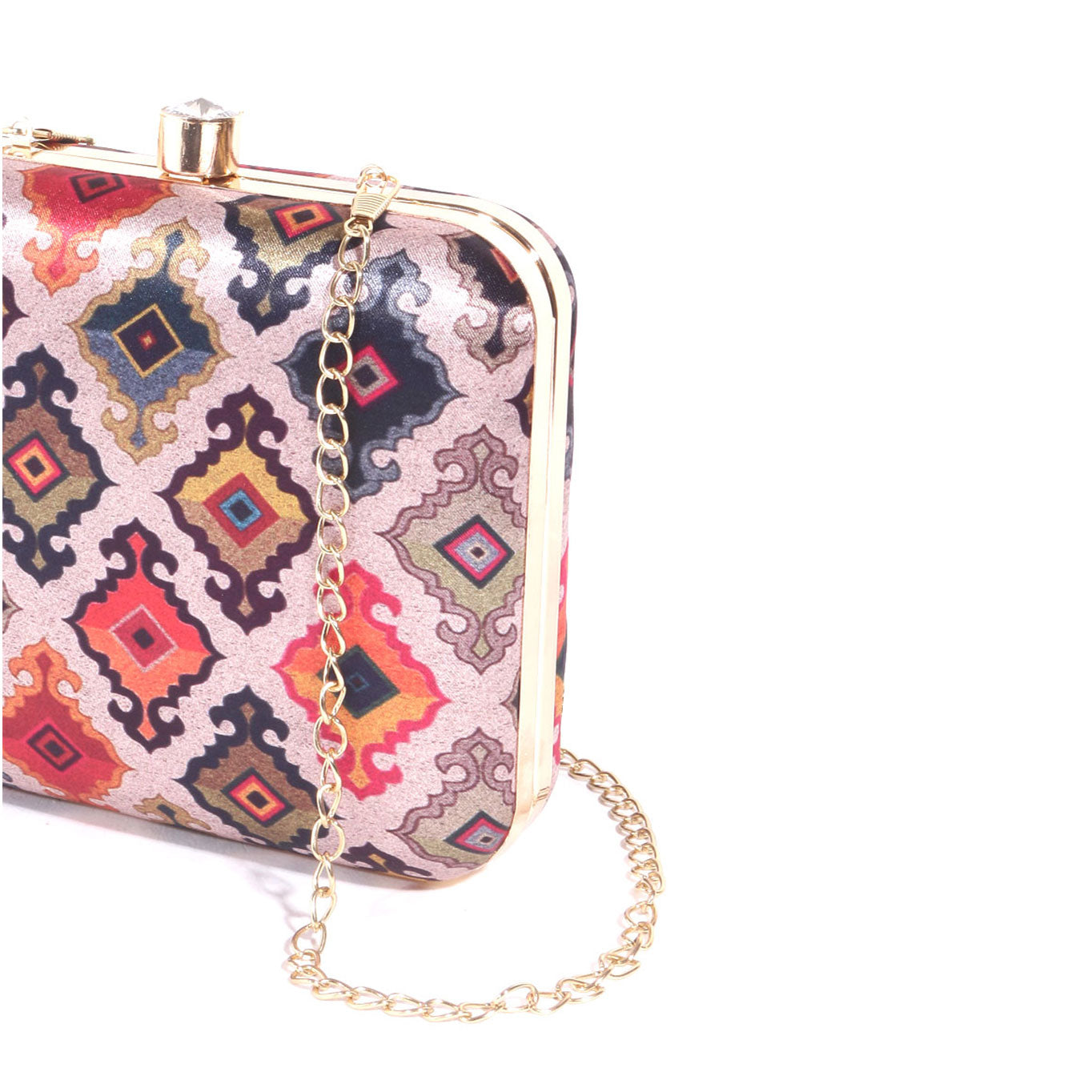 Tropical Satin Digital Print Sqaure Box Clutch for Women & Girls