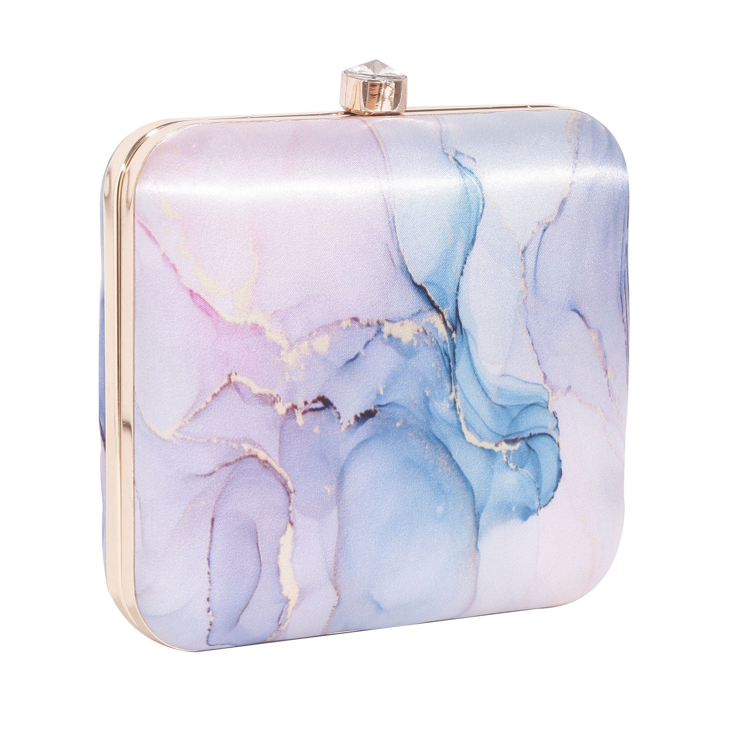 Abstract printed square clutch