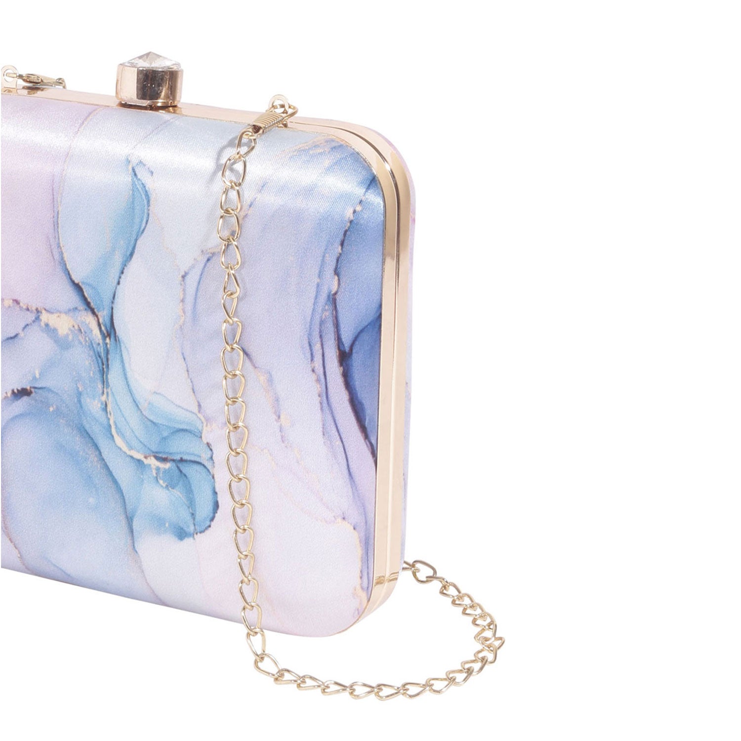 Abstract printed square clutch