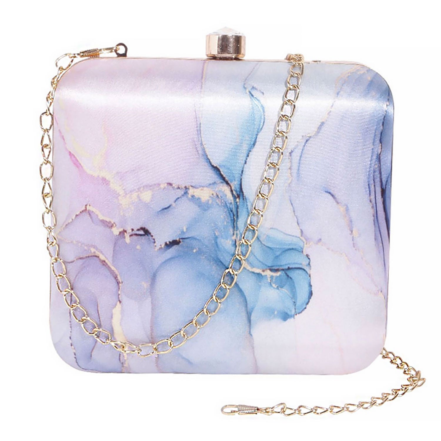 Abstract printed square clutch