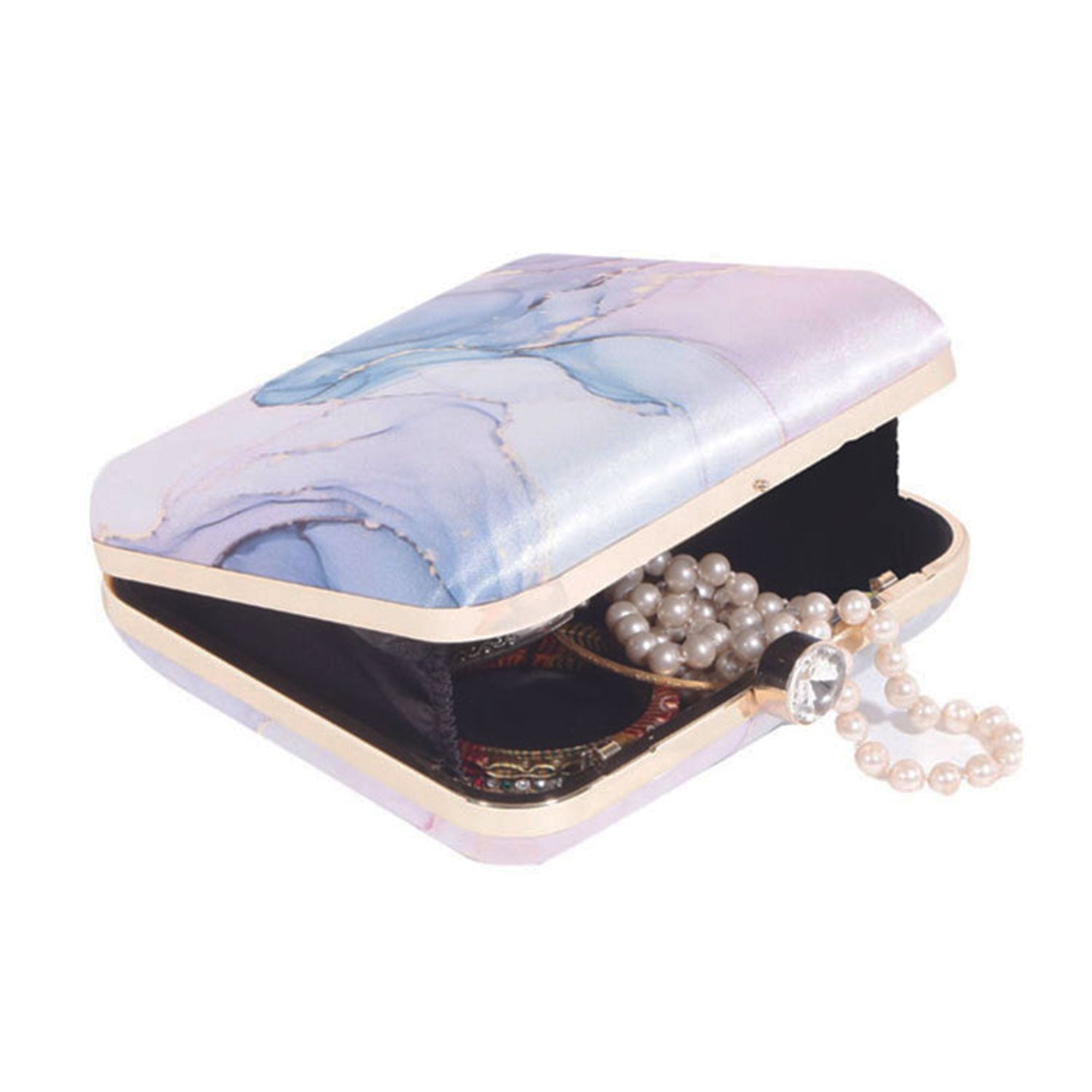 Abstract printed square clutch