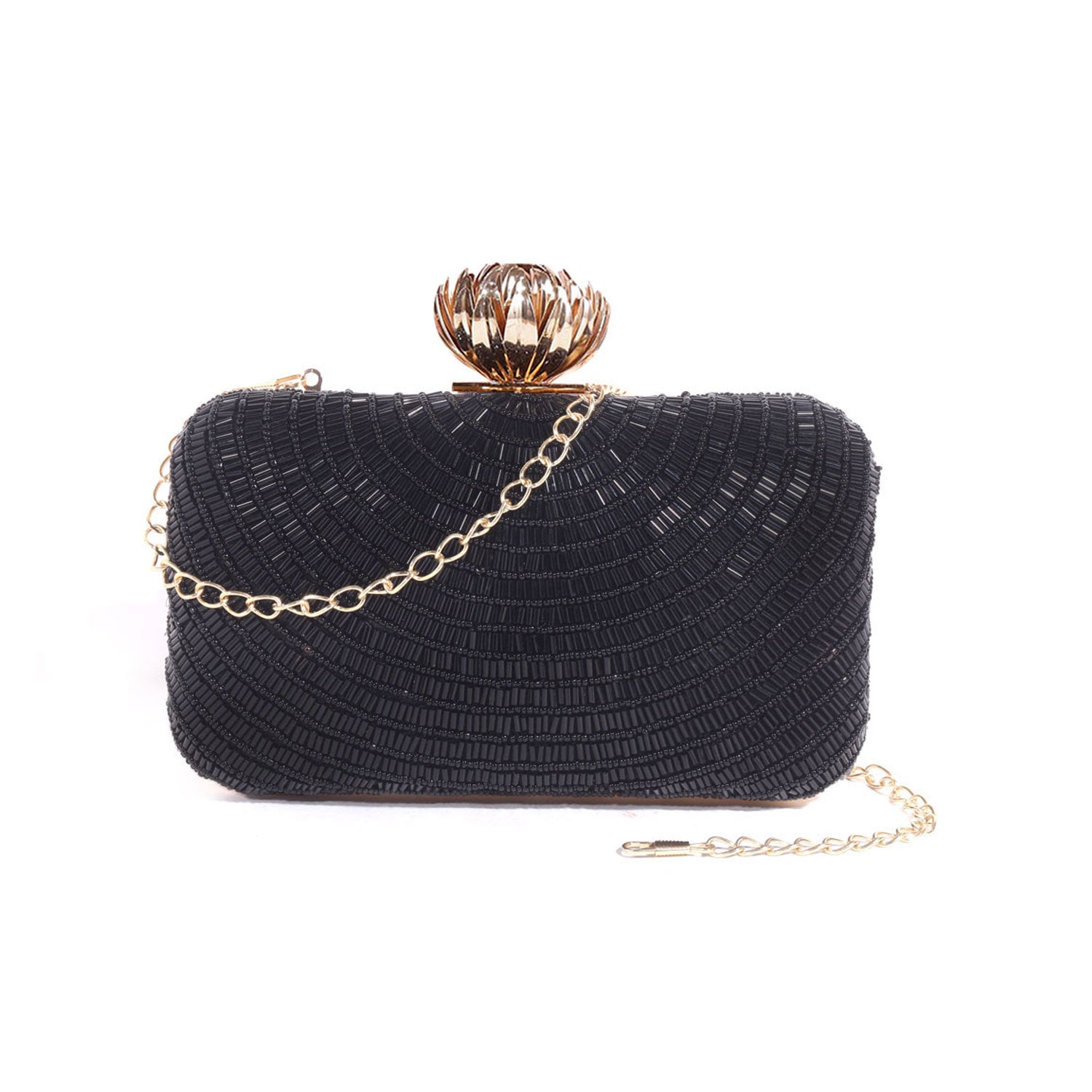 Swisni black katdana lotus clutch bag