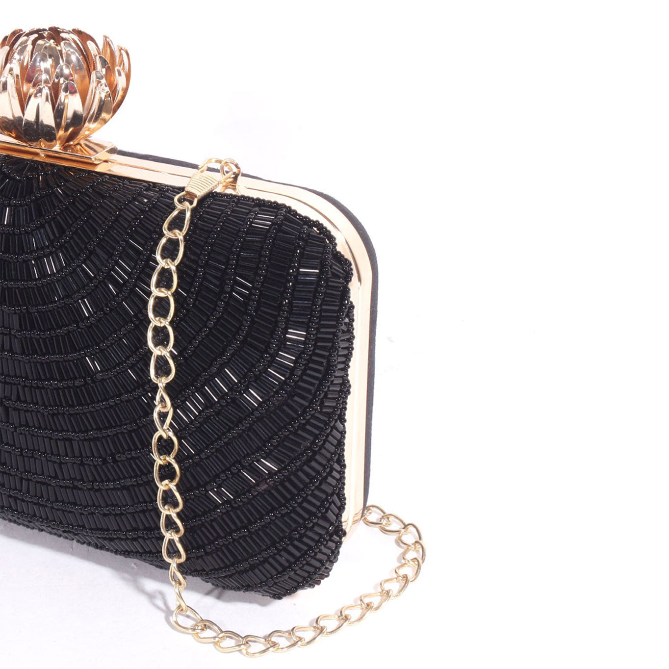 Swisni black katdana lotus clutch bag