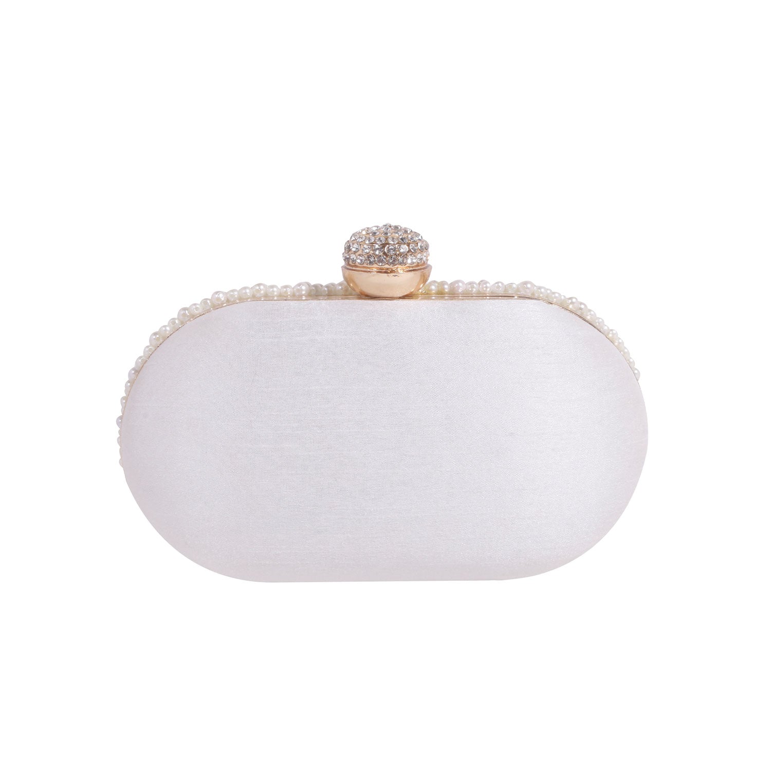 Swisni oval pearl clutch bag