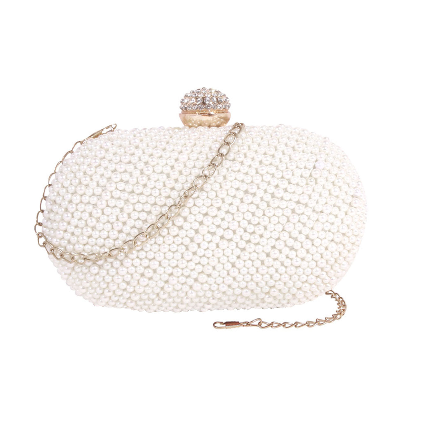 Swisni oval pearl clutch bag