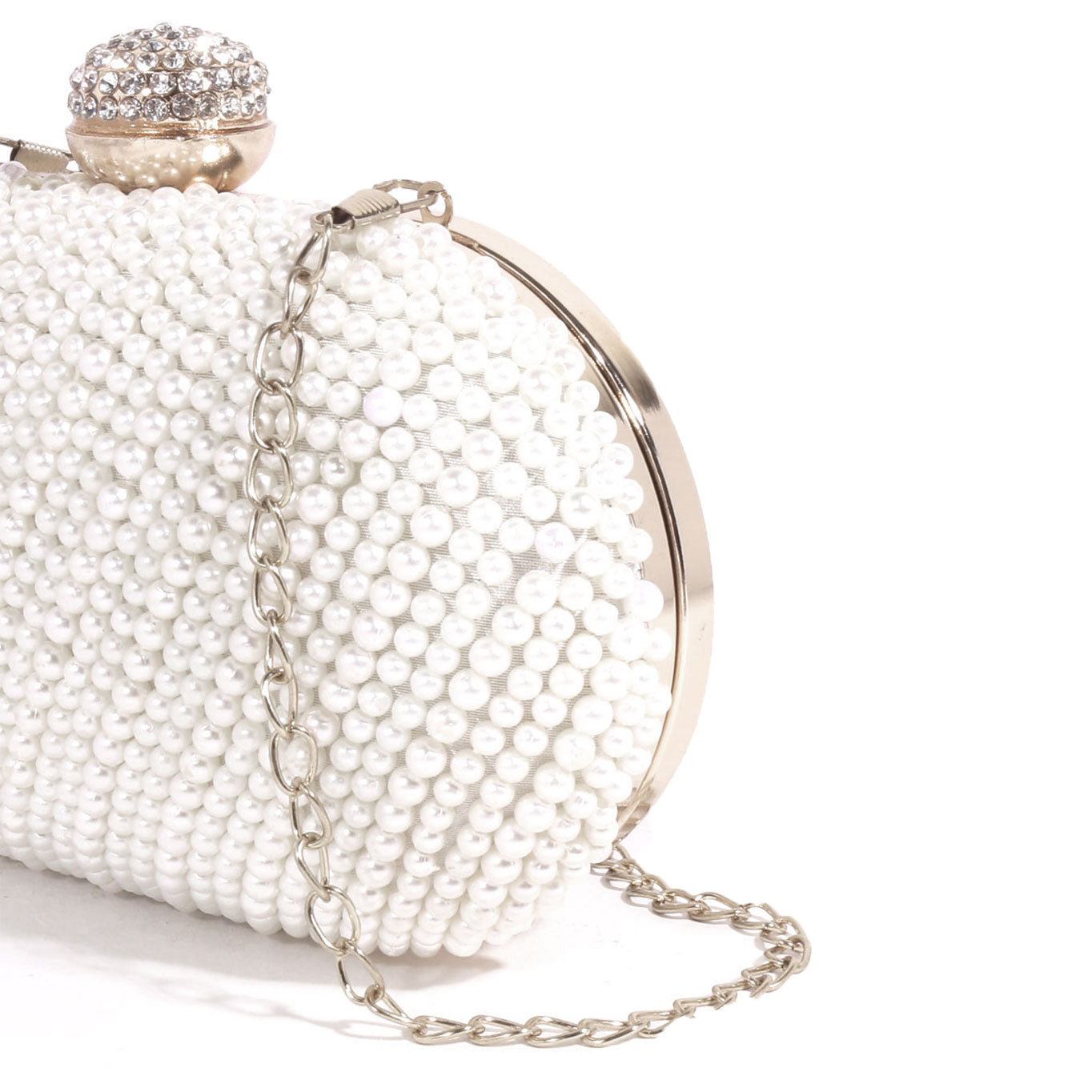Swisni oval pearl clutch bag