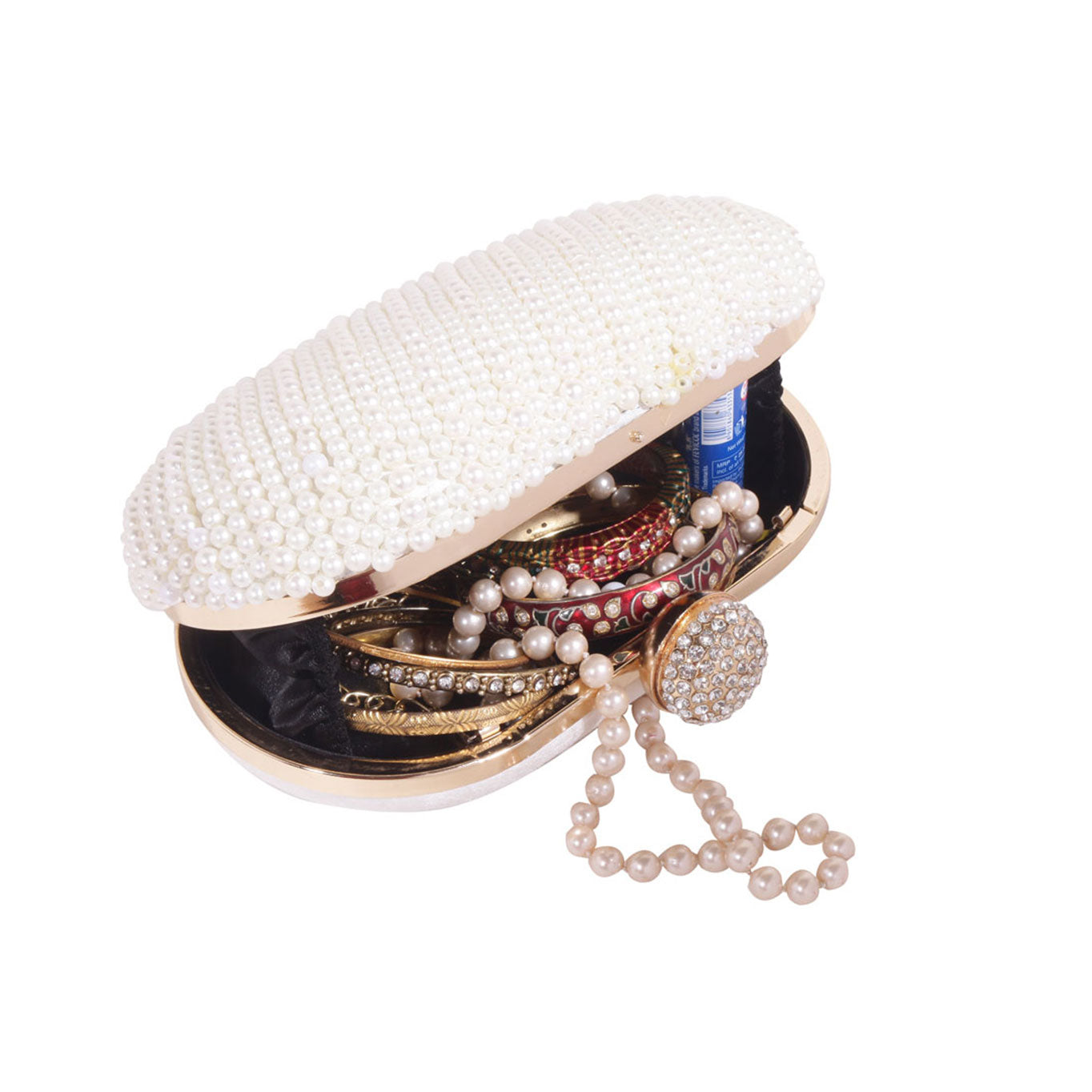Swisni oval pearl clutch bag