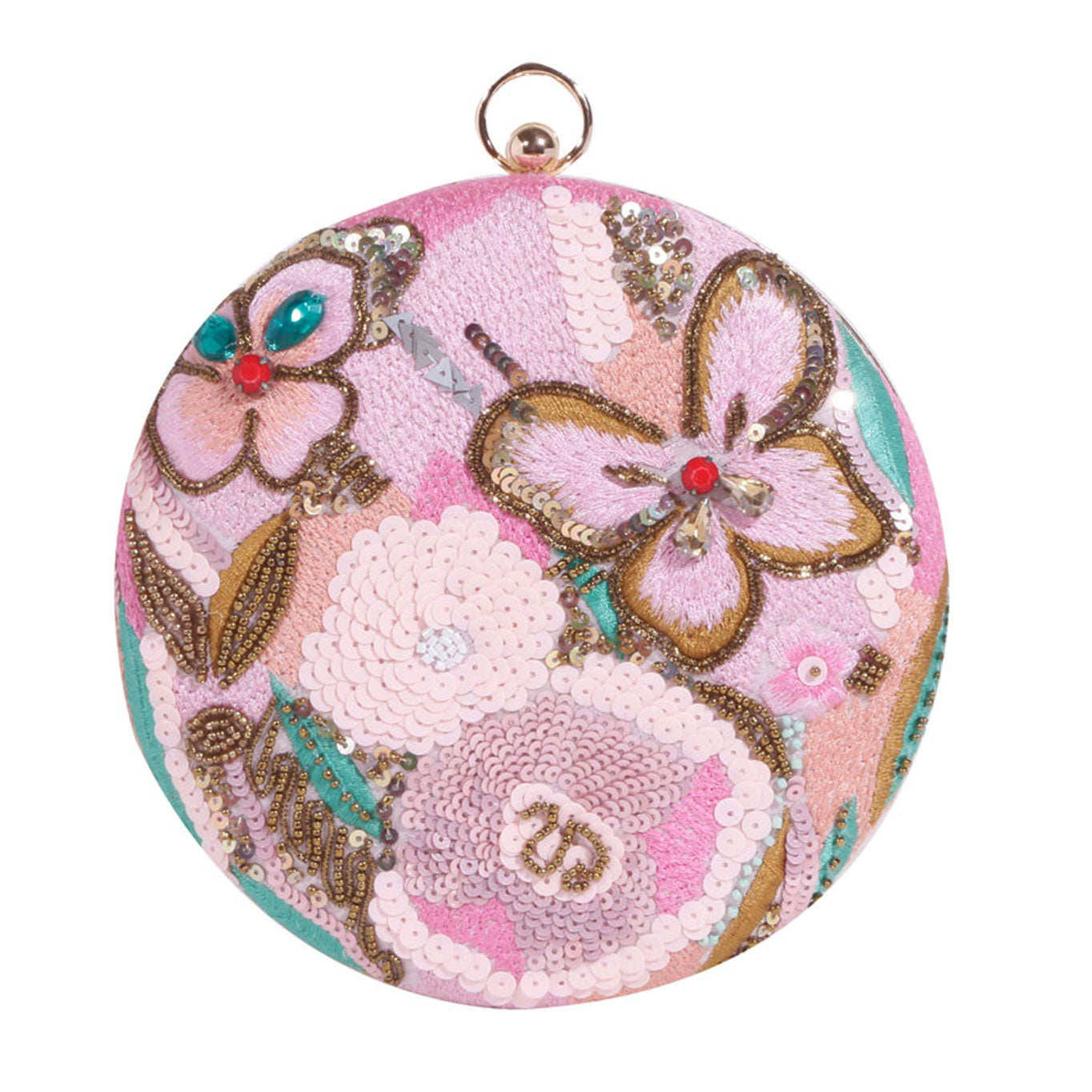 Modish Handmade Embroidery Round Shape Clutch Bag For Party