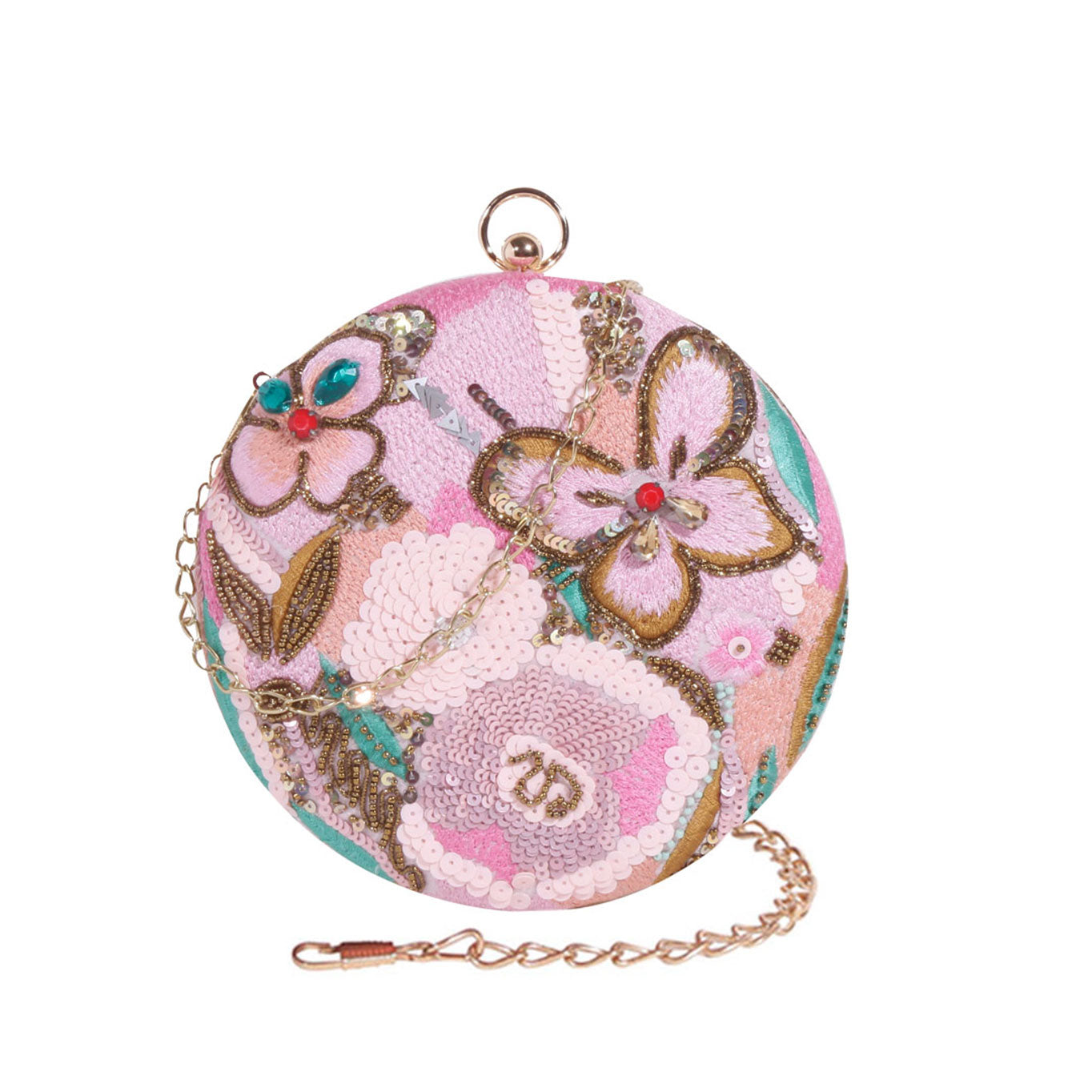 Modish Handmade Embroidery Round Shape Clutch Bag For Party