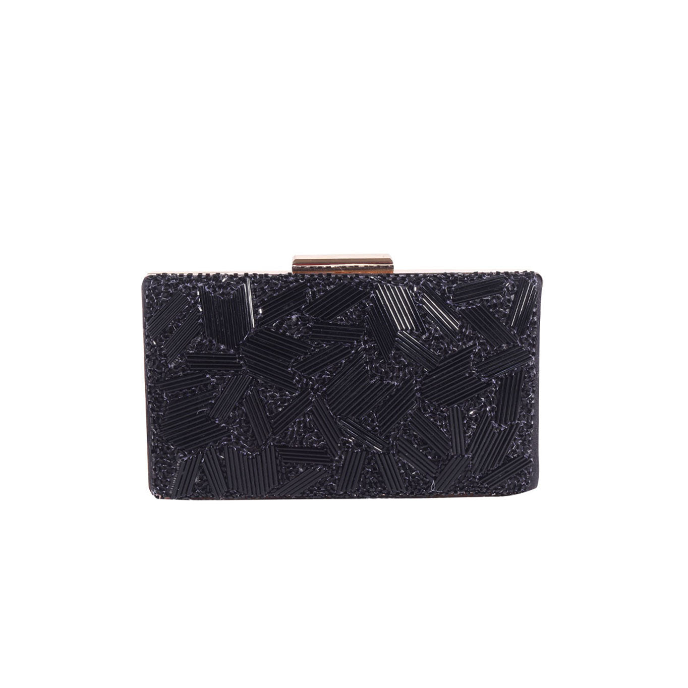 Black Cutdana Work Rectunglar Clutch Bag For Women And Girl
